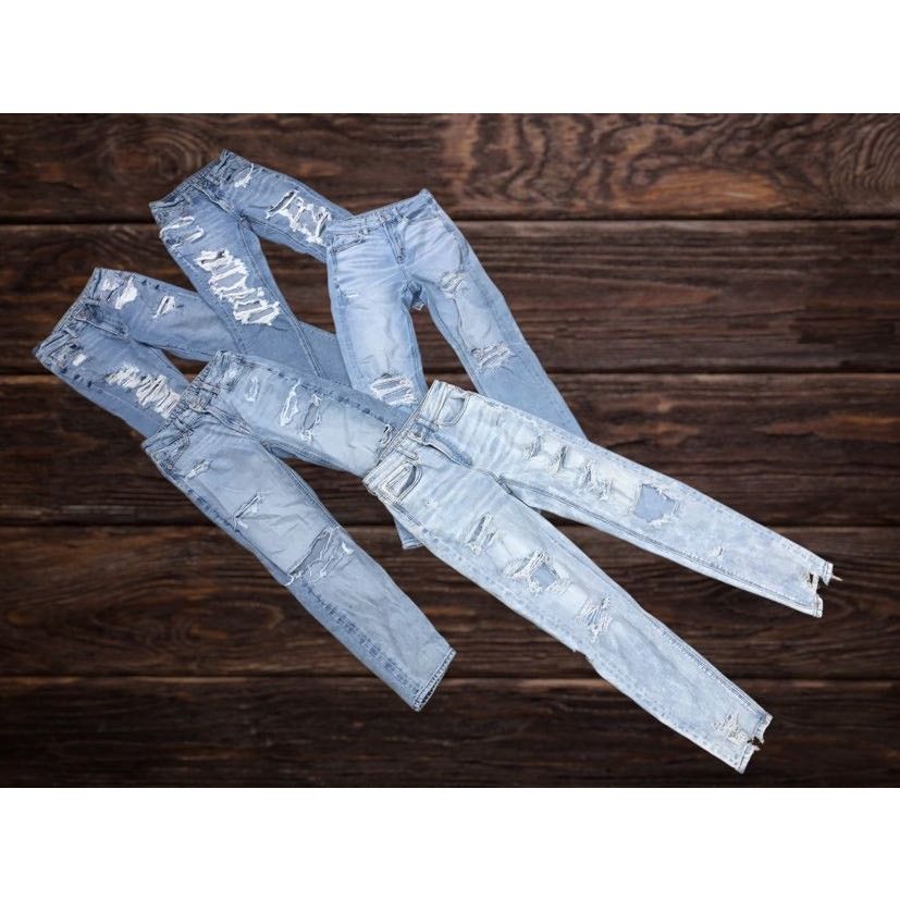 American Eagle Outfitters 2 Pair American Eagle Women Distress Jean 00 Skinny Straight Size 24" / US 00 / IT 34 - 7 Thumbnail