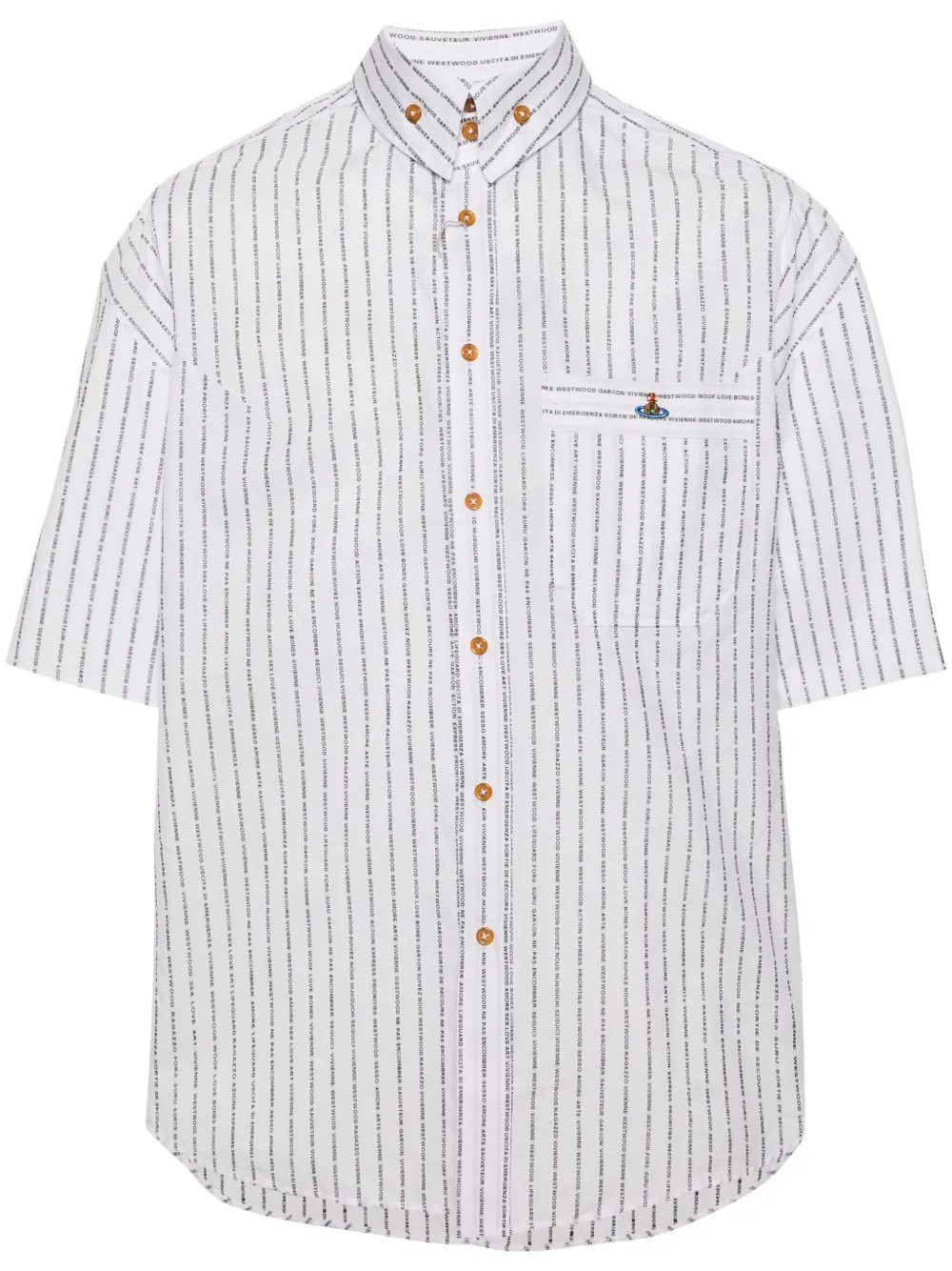 Vivienne Westwood o1y0525 Logo Patterned Shirt in White/Black Size US L / EU 52-54 / 3 - 1 Thumbnail