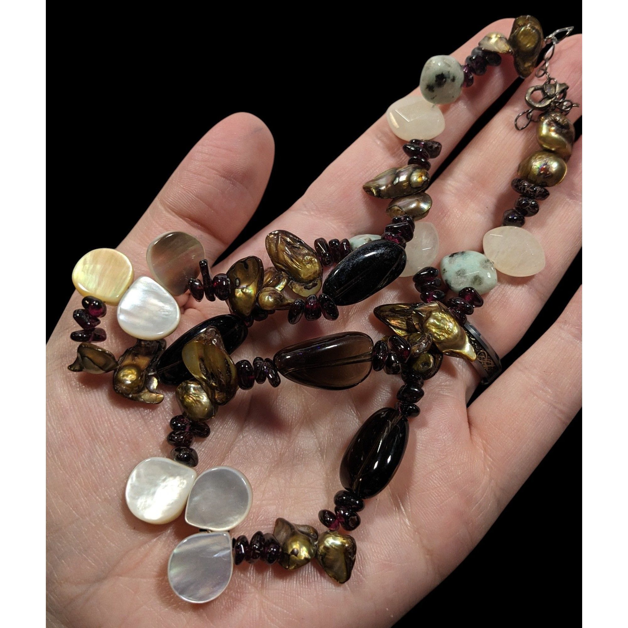Handmade Mermaidcore Nature Inspired Shell Blister Pearl And Gemstone Size ONE SIZE - 3 Thumbnail