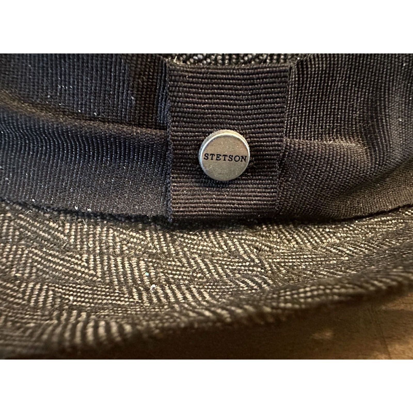 Stetson Stetson Fedora Hat Mens Size S/M Linen Black and Gray All American Fedora Hat, Herringbone, Lightweight, Lined, Casual, Men’s, Vintage No Size ONE SIZE - 2 Thumbnail