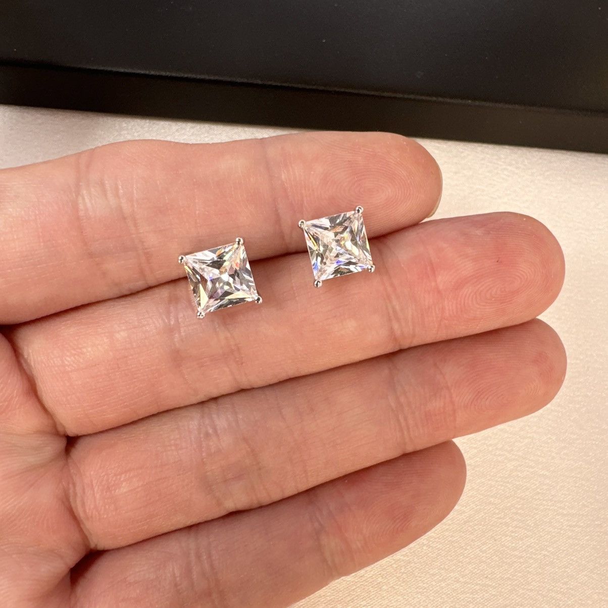 Designer 8mm CZ Stud Earrings for Men Women,Hip Hop Unisex Style Size ONE SIZE - 6 Thumbnail
