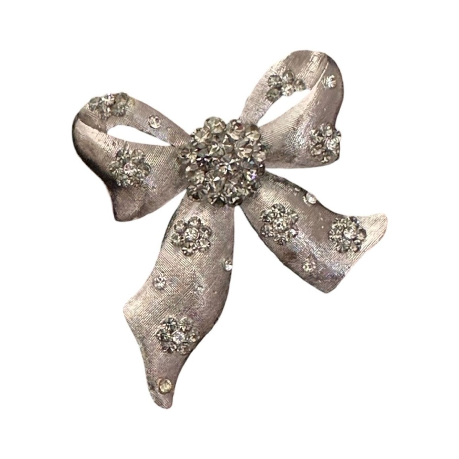 Other Vintage 90’s Silver And CZ Bow Brooch Size ONE SIZE - 1 Thumbnail