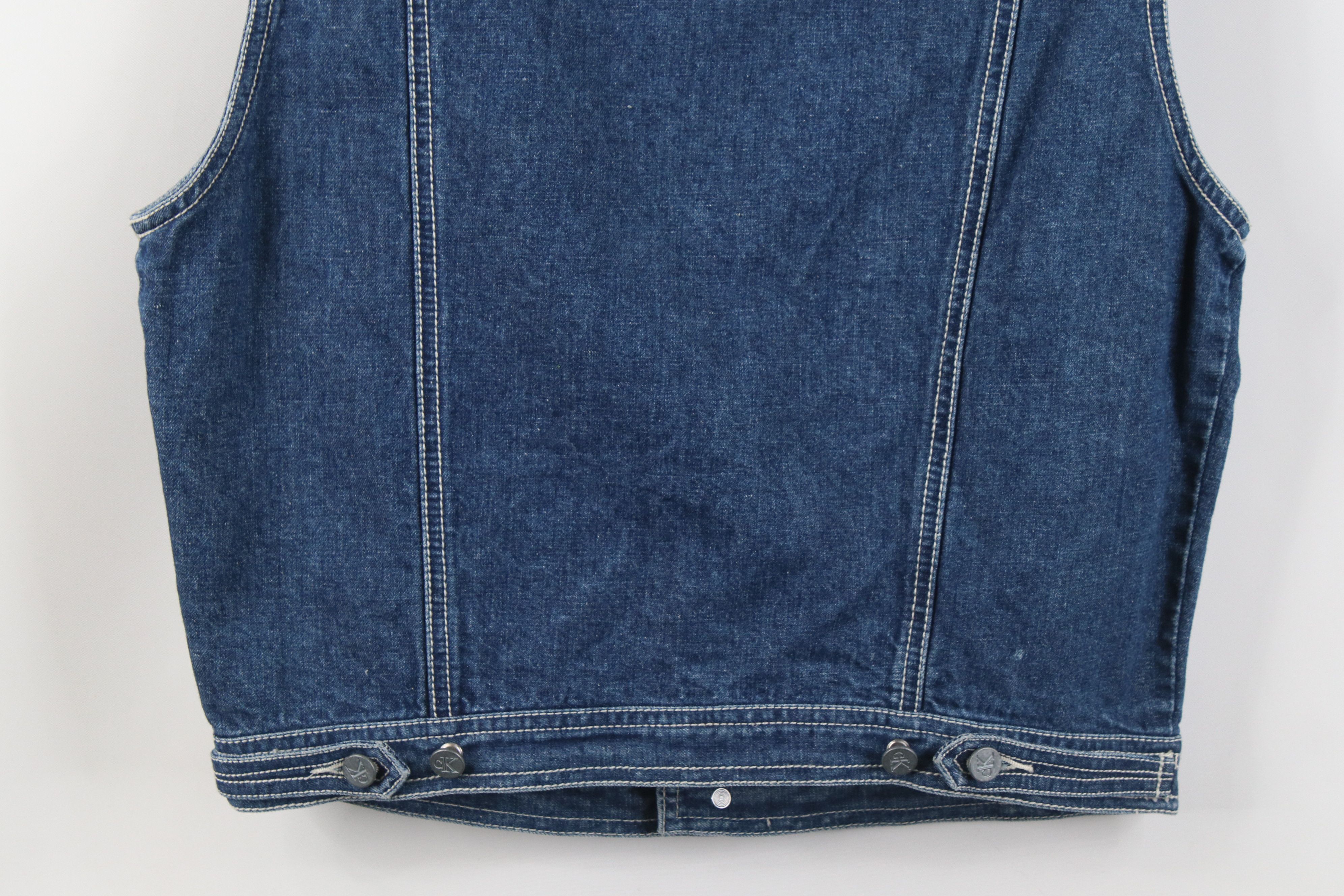 Calvin Klein Vintage 90s Calvin Klein Cropped Denim Trucker Vest Jacket Size M / US 6-8 / IT 42-44 - 13 Thumbnail