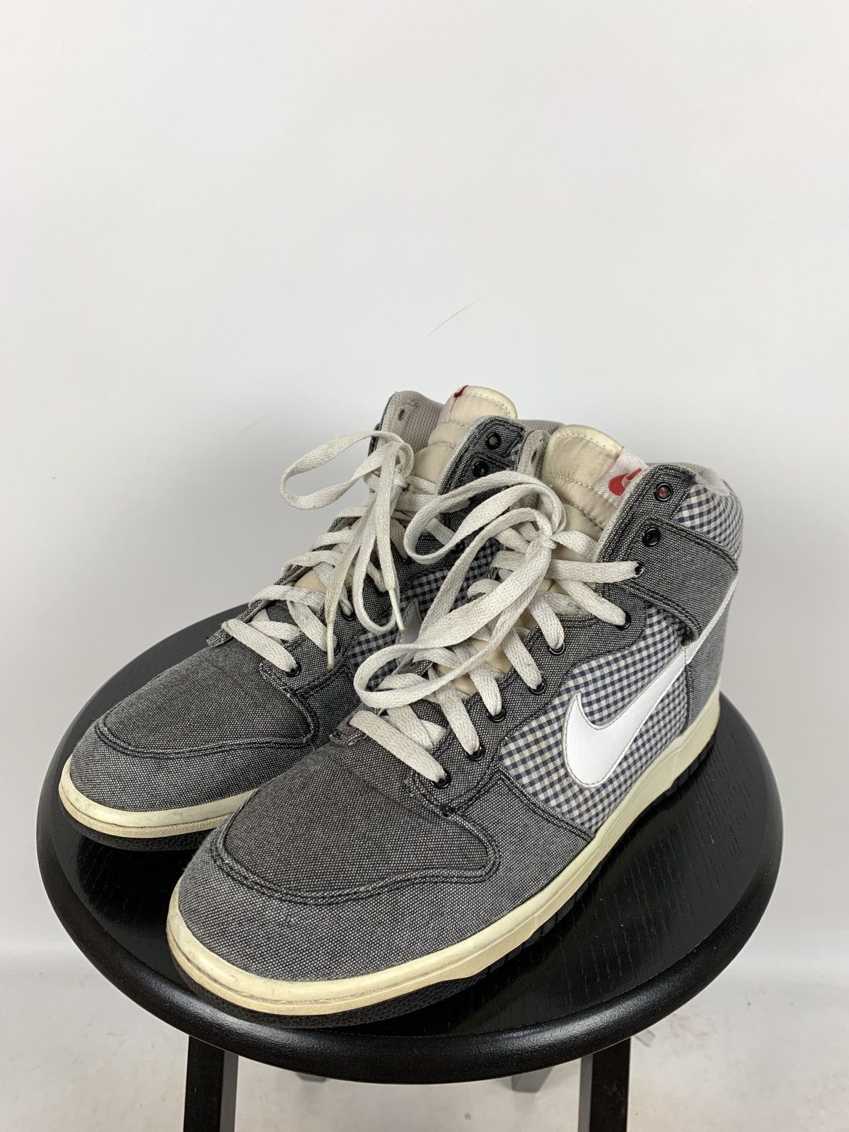 Nike Rare Nike High Dunk Checkered Denim Sneakers Size US 11 / EU 44 - 9 Thumbnail