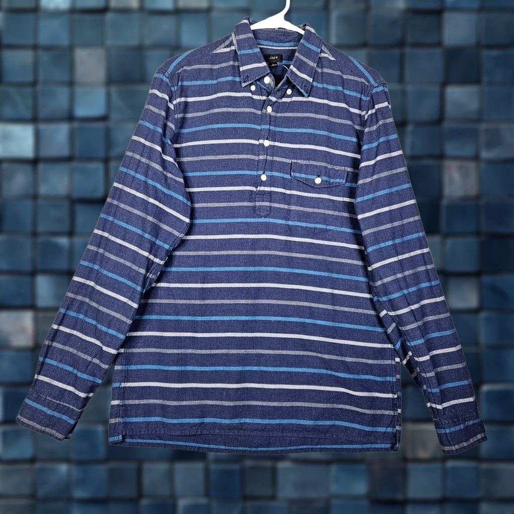 J.Crew J.CREW Button-Up Shirt Stripes Flannel Blue 1/4 Button Up 100% Cotton M Casual Men’s Shirt Size US M / EU 48-50 / 2 - 1 Thumbnail