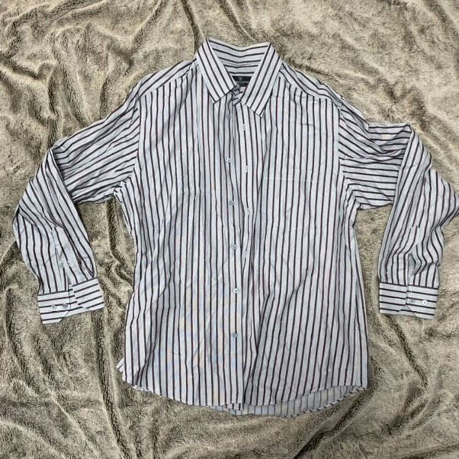 BUGATCHI Bugatchi Gray and Red Striped Button-Front Shirt | Sz XL Size US XL / EU 56 / 4 - 3 Thumbnail