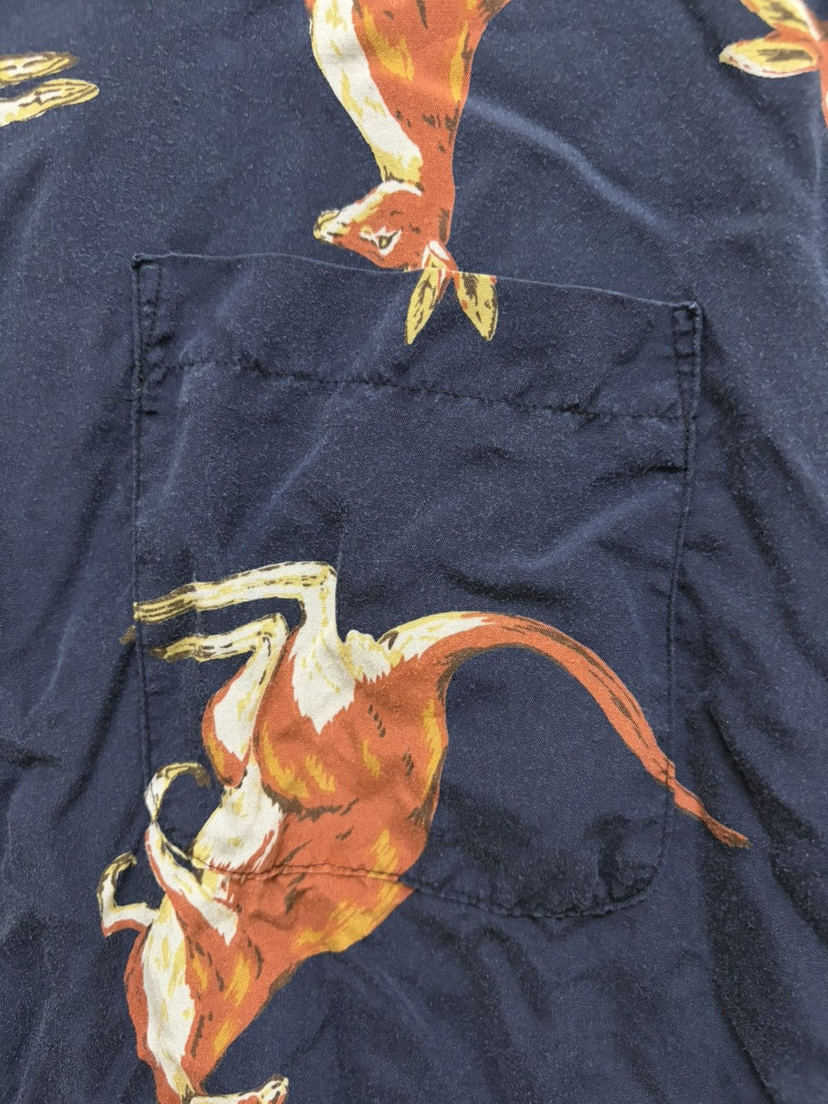 Vintage VINTAGE DENIM CHIC OPEN CAMP COLLAR 🦘 OVP MOTIF RAYON SHIRT Size US L / EU 52-54 / 3 - 5 Thumbnail