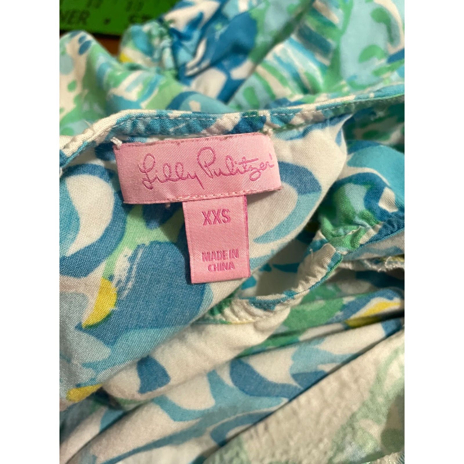 Lilly Pulitzer Lilly Pulitzer Tassel Romper XXS Blue Green Floral Romper Women Sleeveless V-Neck Casual Preppy Belt Knit? Size 24" / US 00 / IT 34 - 3 Thumbnail