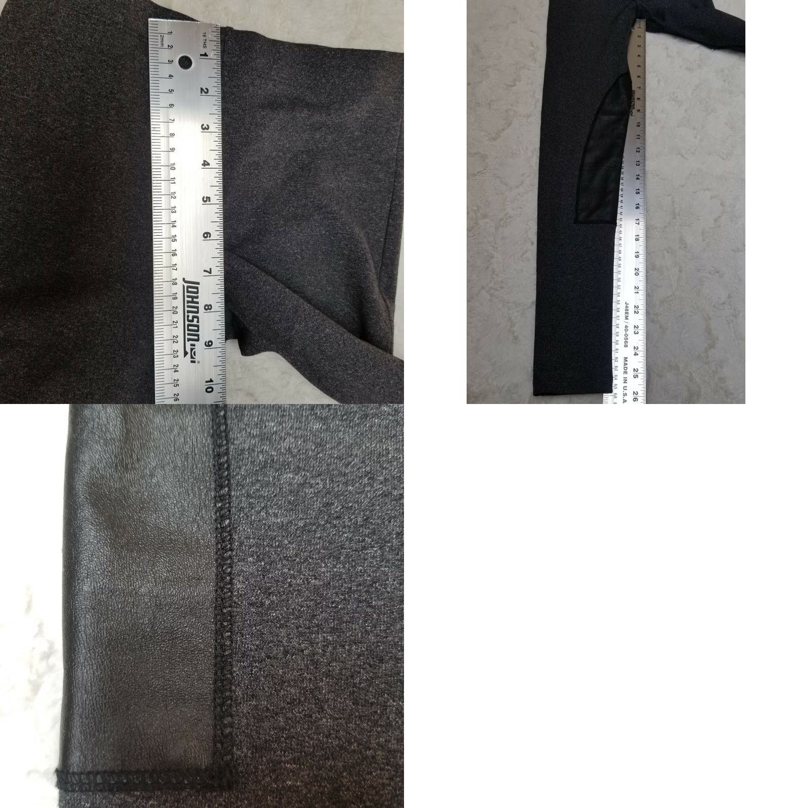 Vintage David Lerner Leggings Women XS Leather Leg Patch Gray Nylon/Spandex Yoga Pants Mid Rise Size 26" / US 2 / IT 38 - 8 Thumbnail