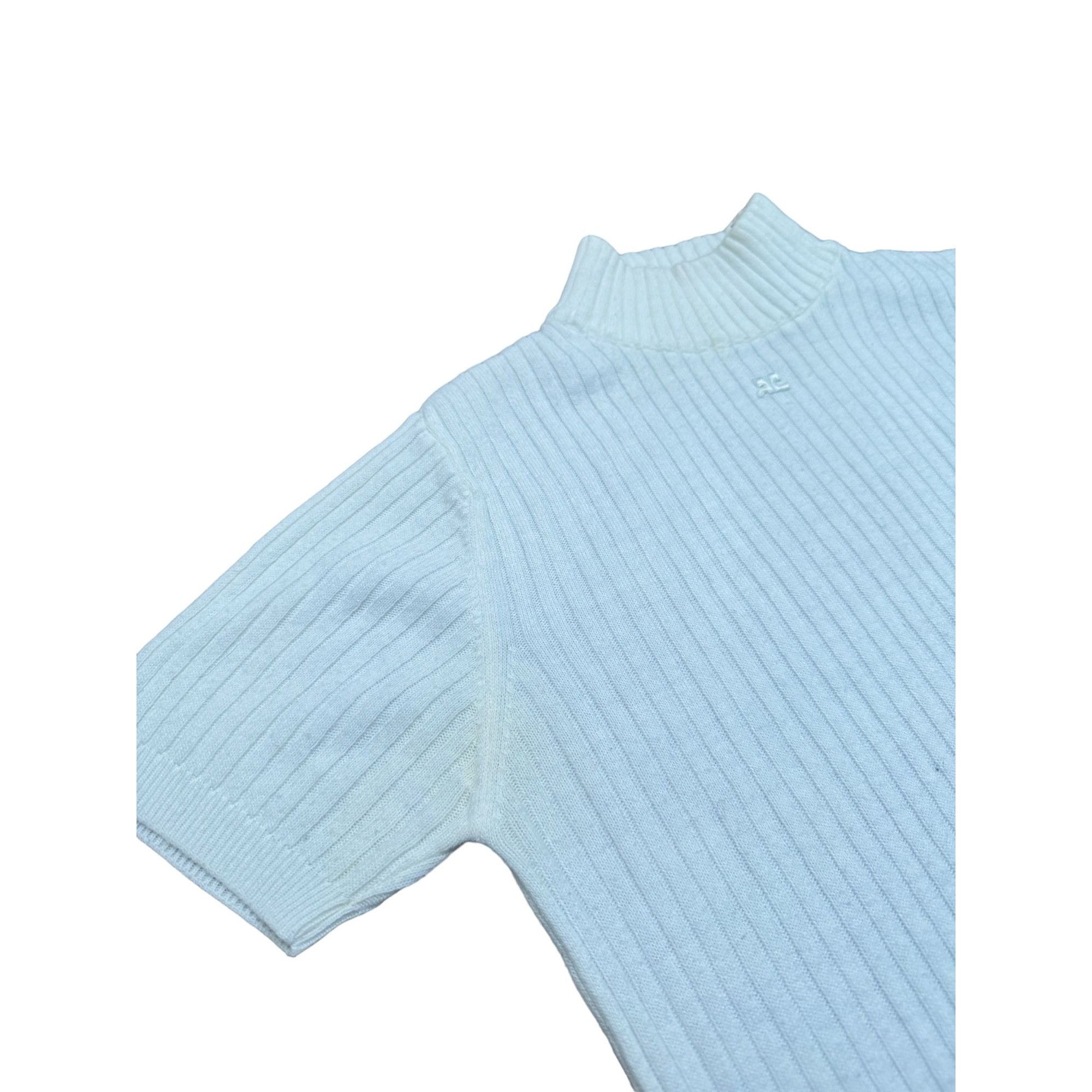 Courreges Vintage White Knitted Sweater Size S / US 4 / IT 40 - 3 Thumbnail