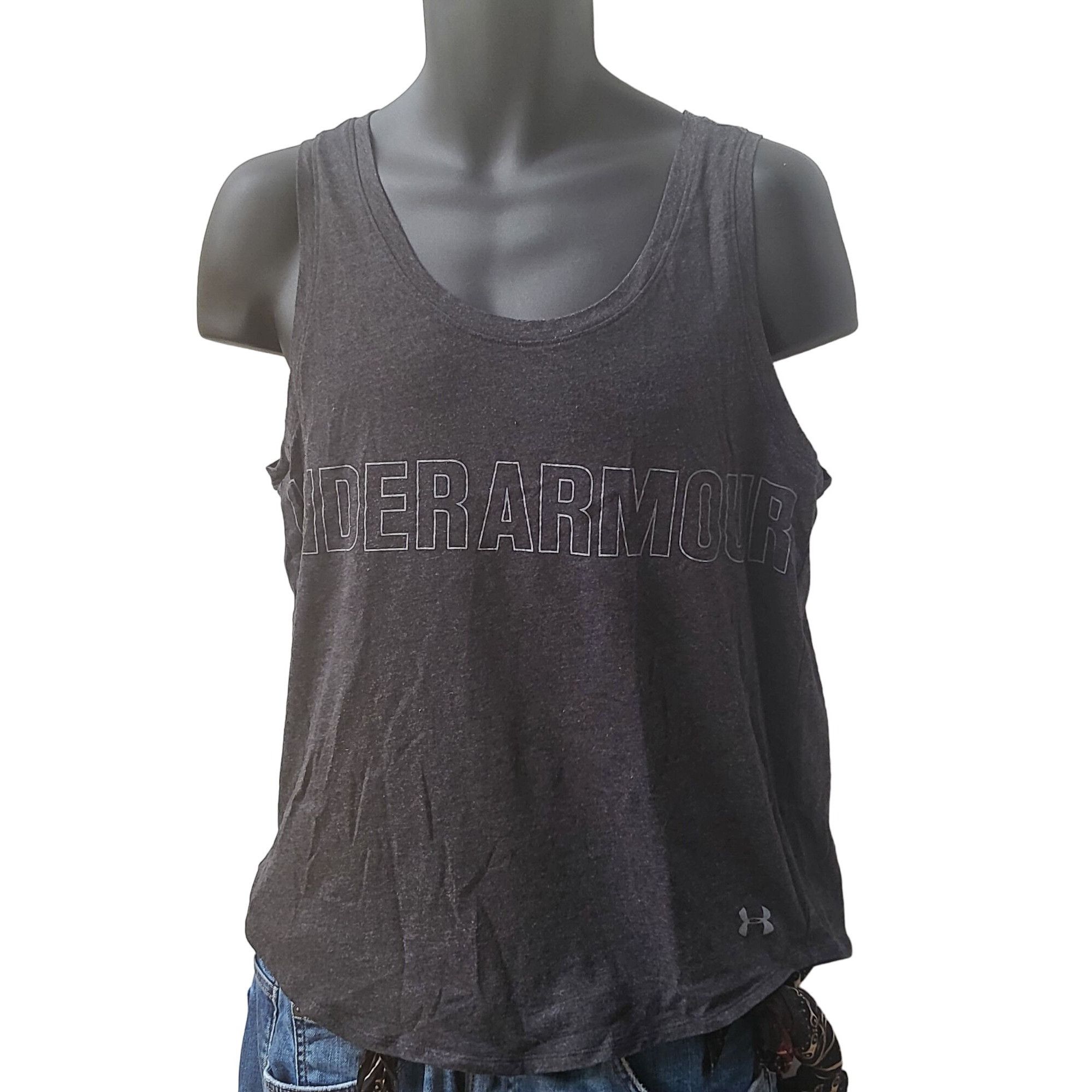 Under Armour Under Armour Tank Top Women Sz M Gray Big Graphic Athleisure Size M / US 6-8 / IT 42-44 - 1 Thumbnail