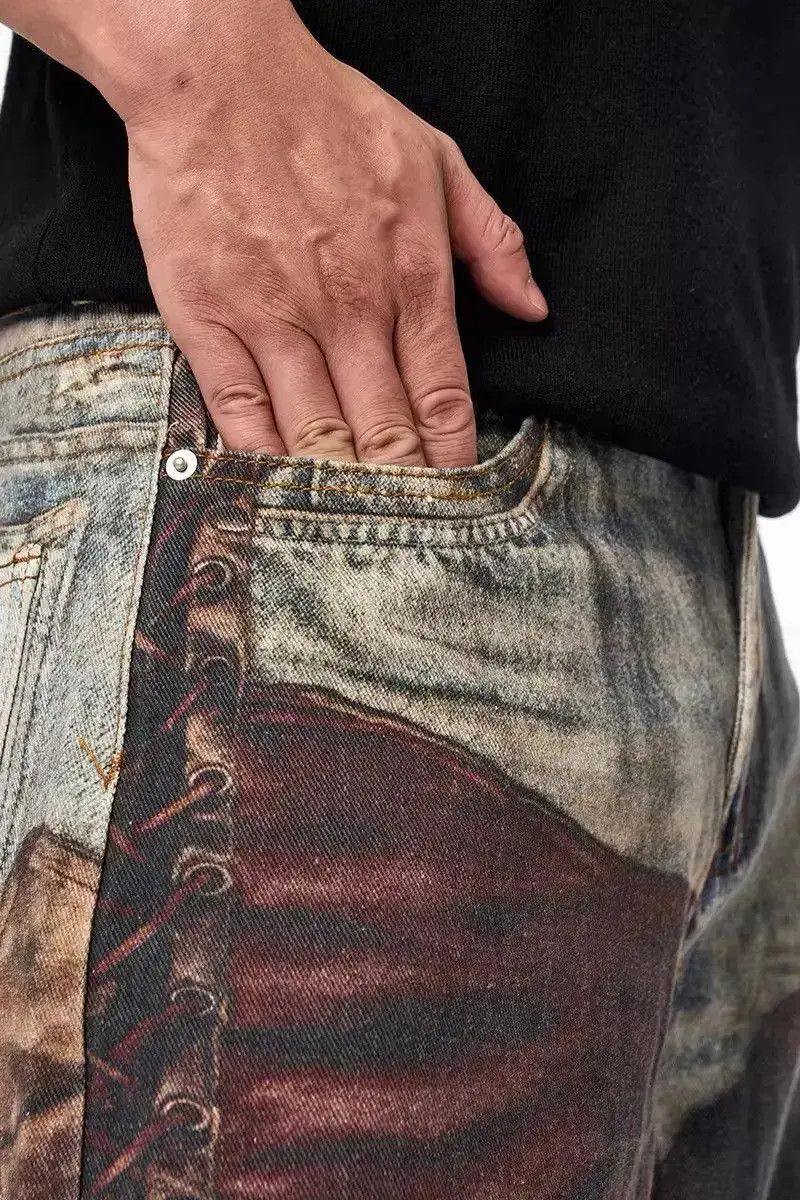 Japanese Brand Streetwear Design Old Patch Retro Printing Distressed Jeans Size US 34 / EU 50 - 5 Thumbnail