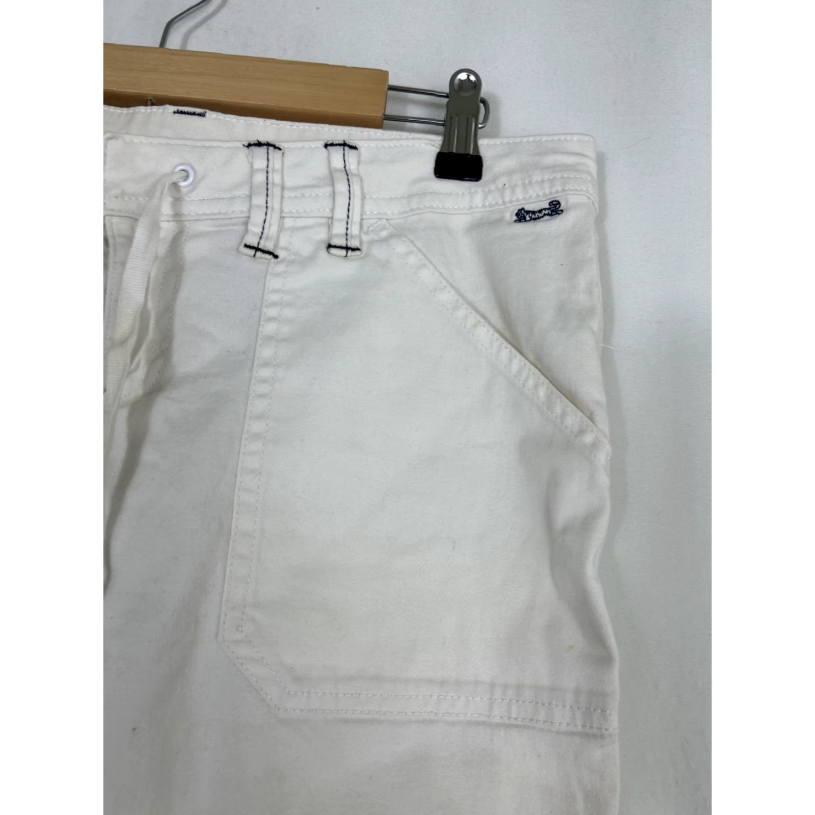 Vintage LE TIGRE Pants White W/ Navy Stitching Size 11 Capris Cropped Tie Cuffs Juniors Womens Capris Cropped Size 32" / US 10 / IT 46 - 5 Thumbnail