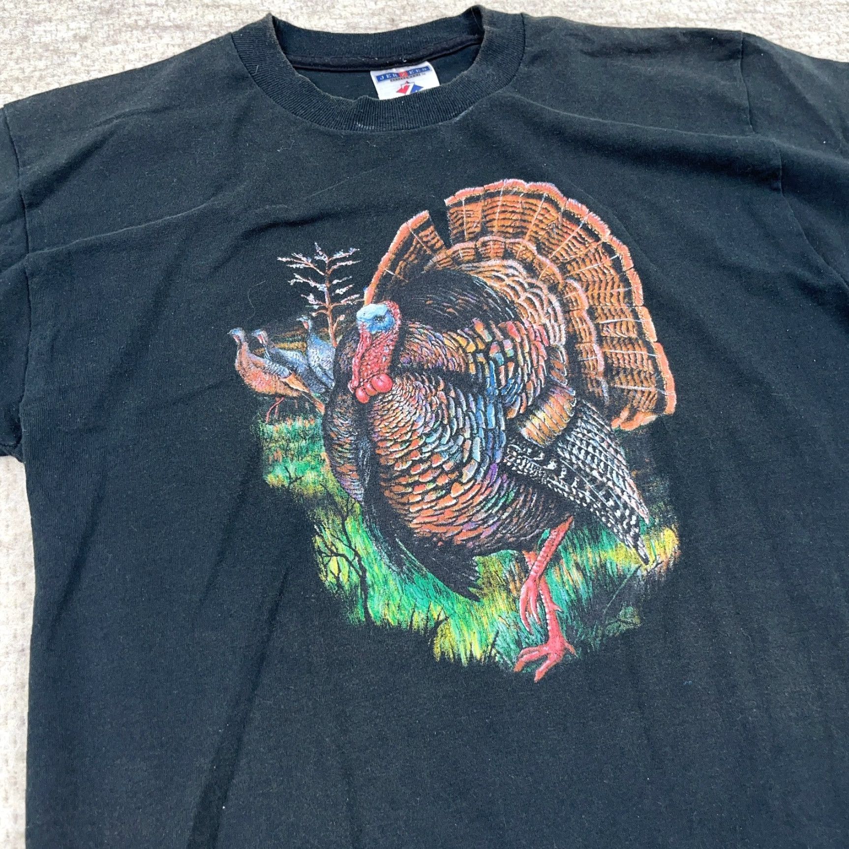 Jerzees VINTAGE Jerzees Nature Shirt Men M Black Graphic Print 90s Y2K Gobbler Turkey Hunting Tee Mens Size US M / EU 48-50 / 2 - 5 Thumbnail