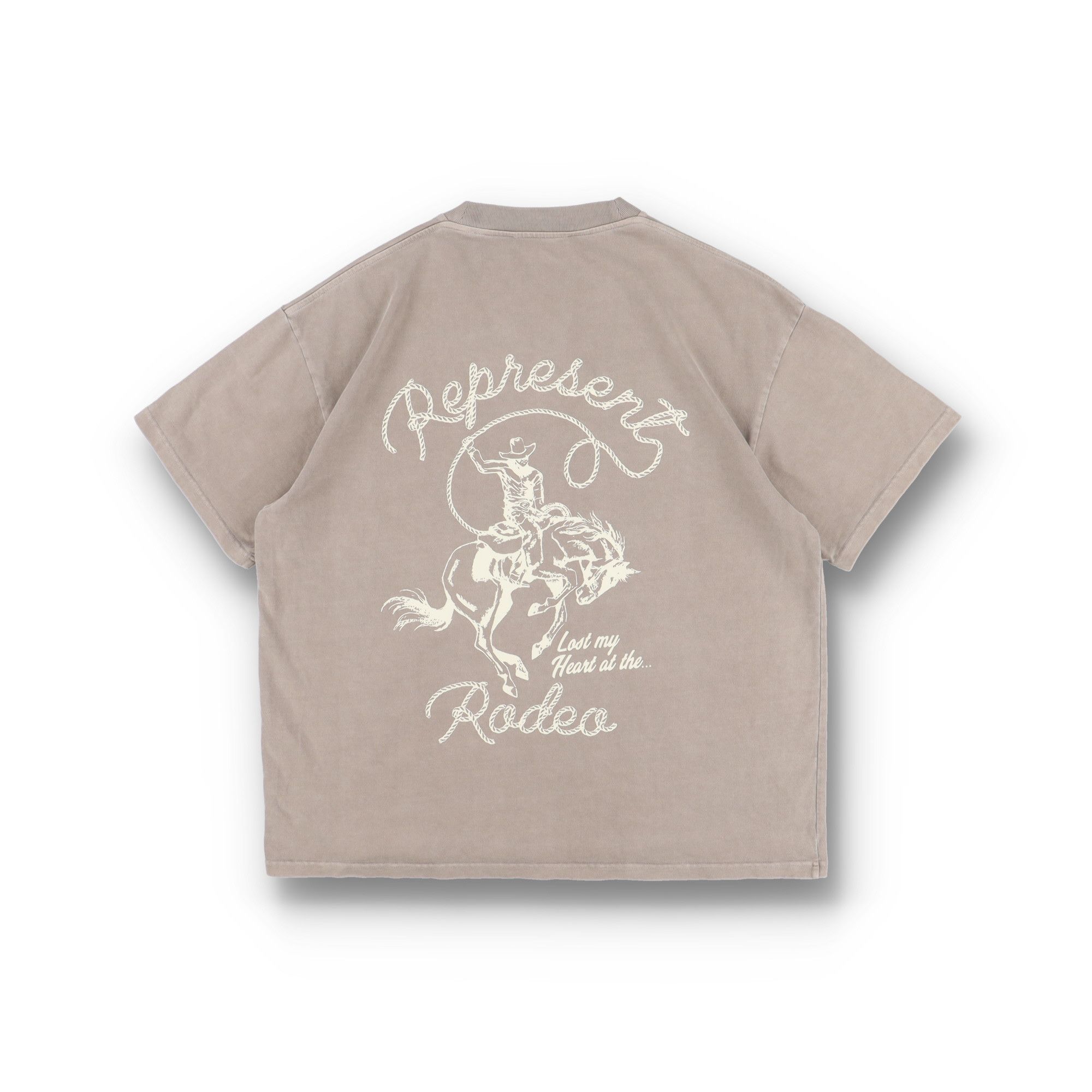 Represent Clo. Beige Rodeo Cowboy Logo Oversized T-Shirt | Grailed