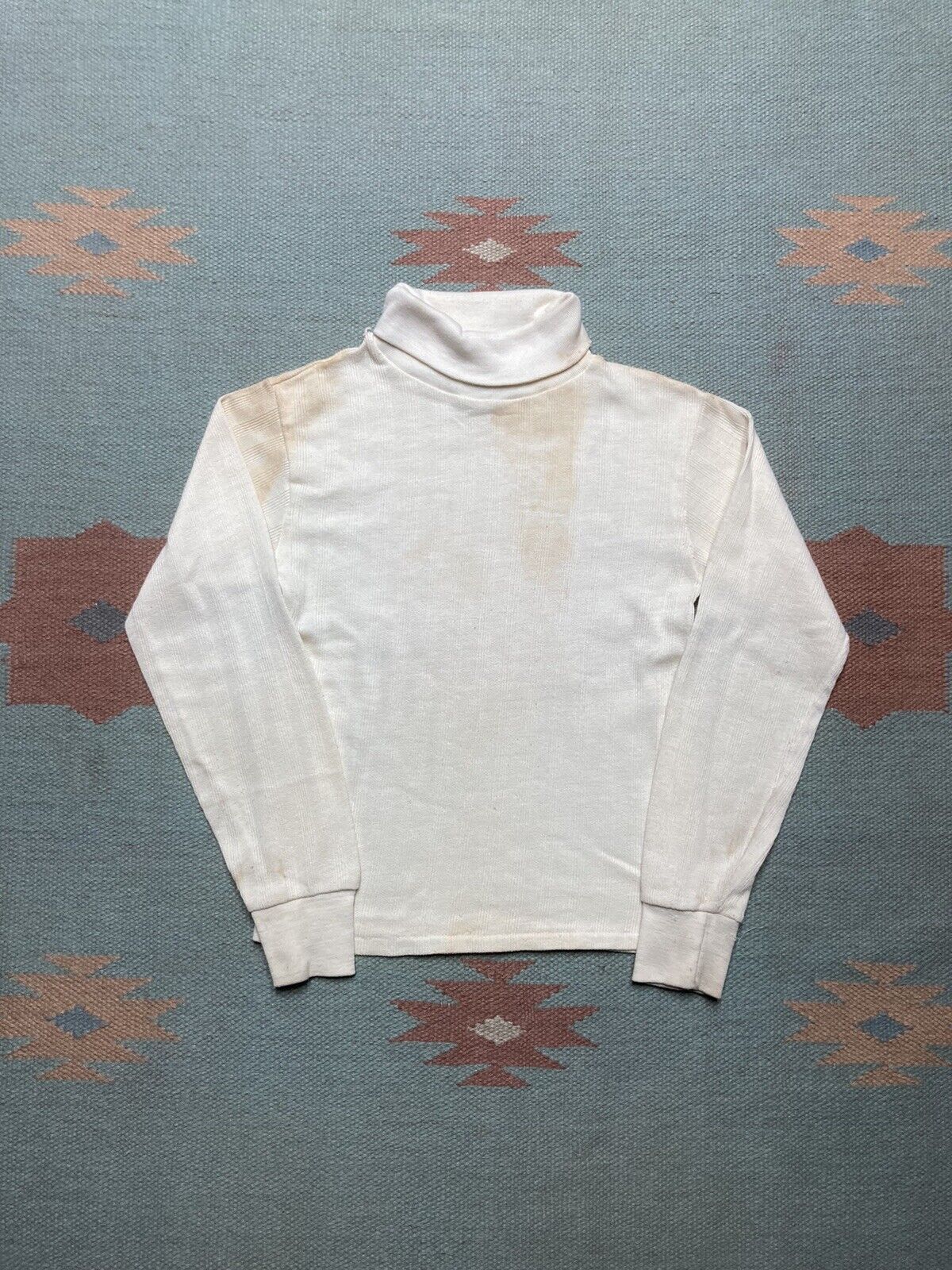 Vintage 70s shirt ribbed turtleneck JCPenney youth kids 12 baby tee Size XS / US 0-2 / IT 36-38 - 1 Thumbnail