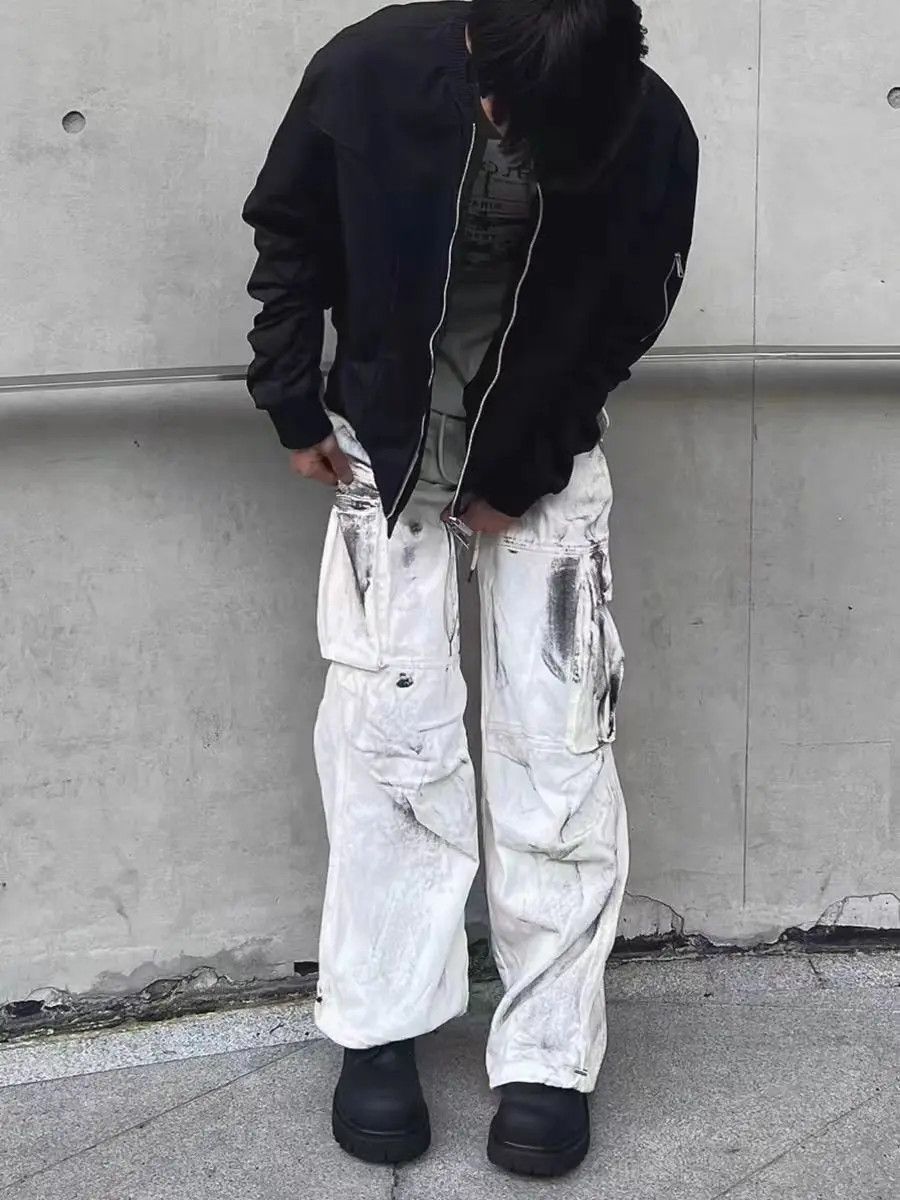 High Street Tie-Dye Multi-Pocket Hip Hop Casual Pants