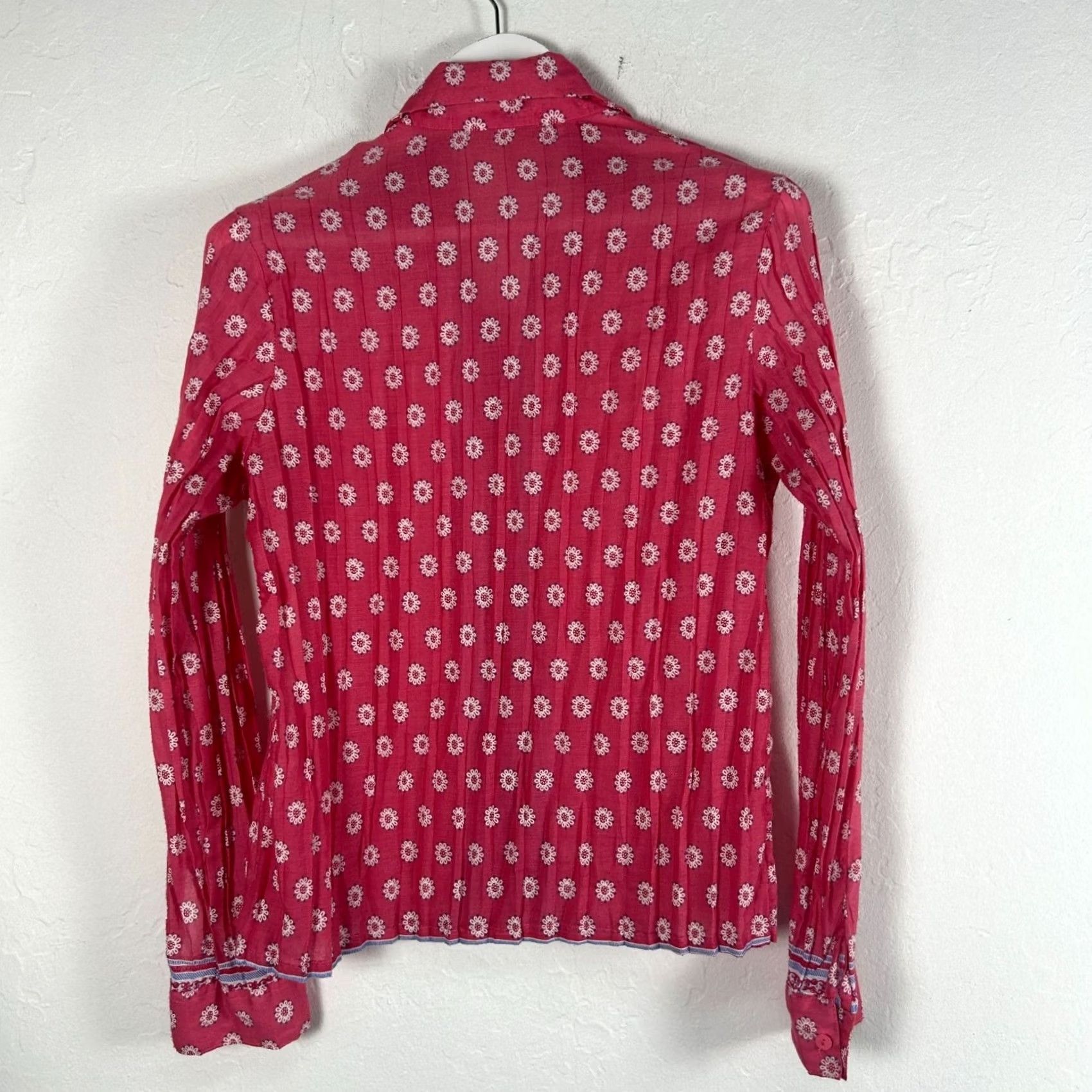 Pinko Roberta Freymann Womens Pink Floral Long Sleeve Button Up Shirt Size 22 Casual Size 3XL / US 20-22 - 2 Thumbnail
