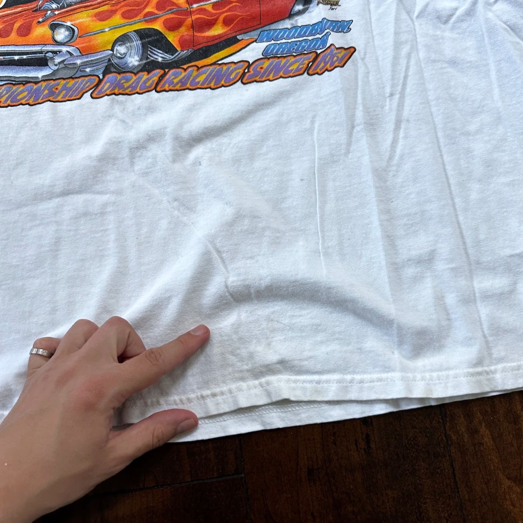 Gildan VINTAGE Gildan T-Shirt Men 2XL White Nascar Driving America USA 70s 80s 90s Vintage Short Sleeve Crew Neck Graphic Print Size US XXL / EU 58 / 5 - 7 Thumbnail