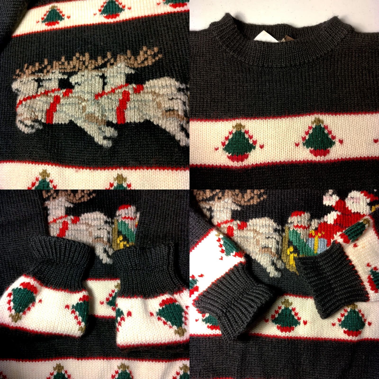 Vintage VINTAGE South Wool Christmas Sweater M Pure New Wool Black Hand Loomed Santa Reindeer Casual Long Sleeve Pullover Womens Size M / US 6-8 / IT 42-44 - 8 Thumbnail