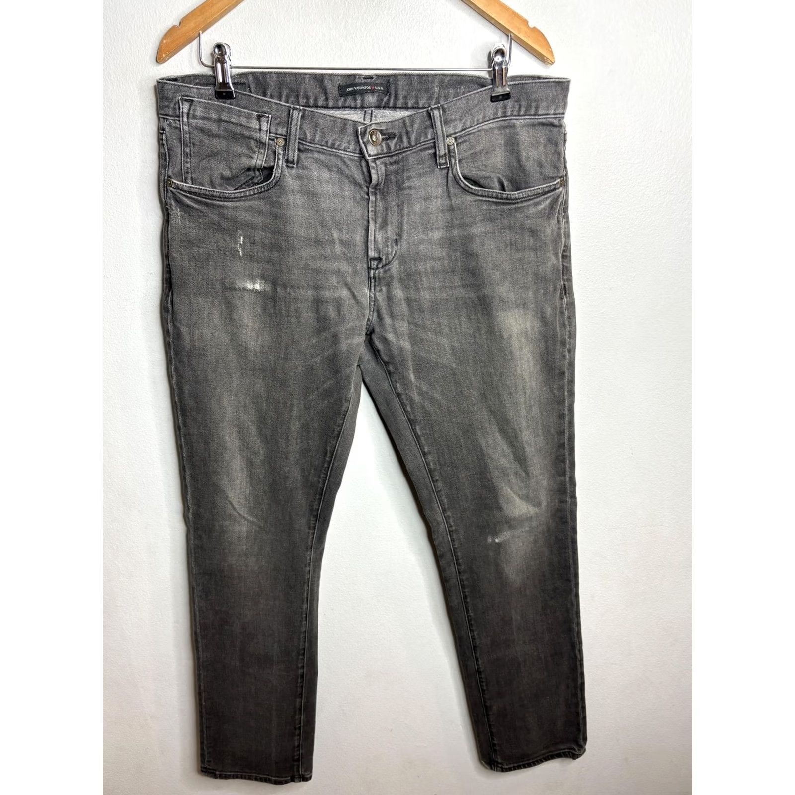 John Varvatos John Varvatos Jeans Mens 34 Slim Fit Black Gray Distressed Denim USA Designer Size US 34 / EU 50 - 4 Thumbnail