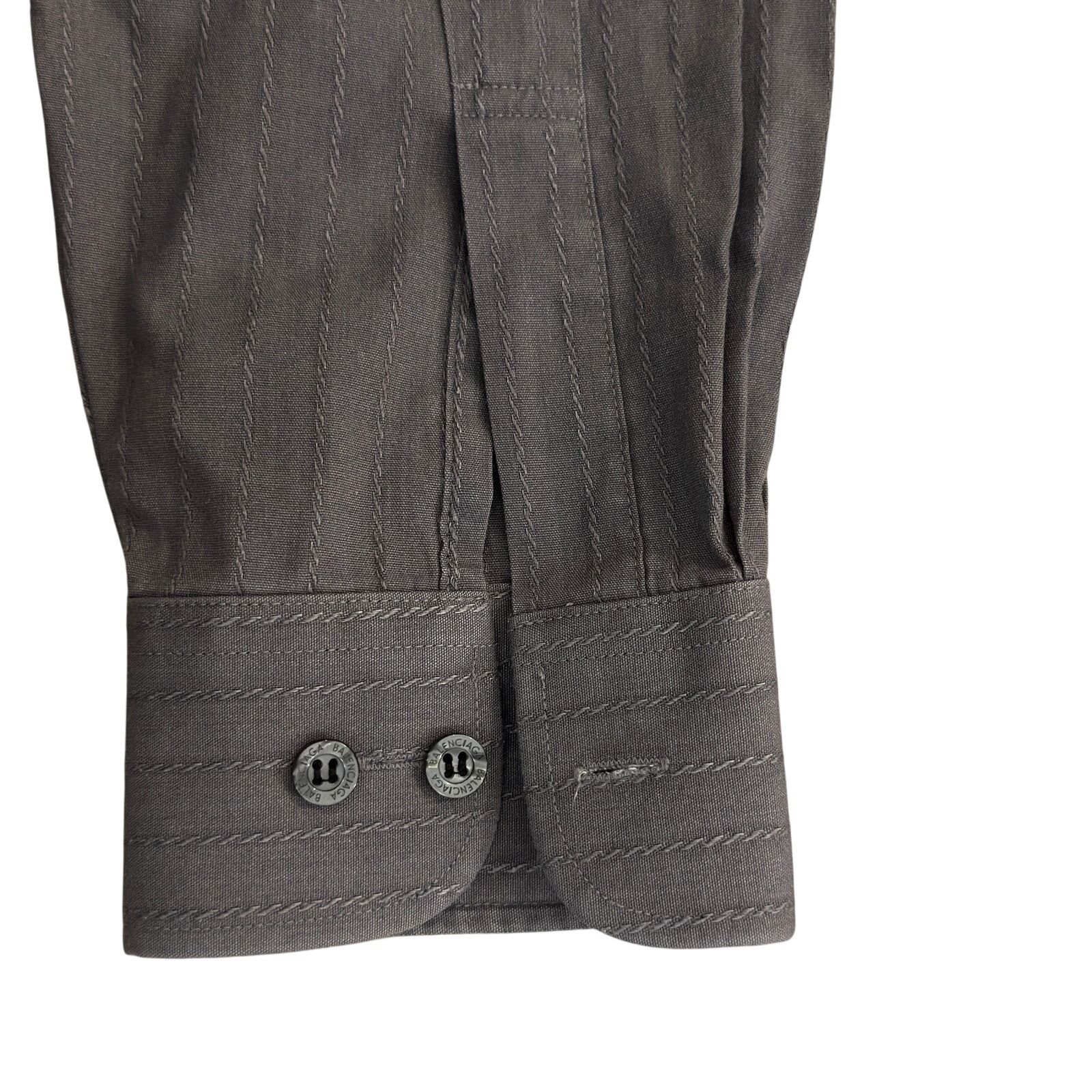 Balenciaga Balenciaga Paris Men’s Grey Pinstripe Shirt Size US M / EU 48-50 / 2 - 2 Thumbnail