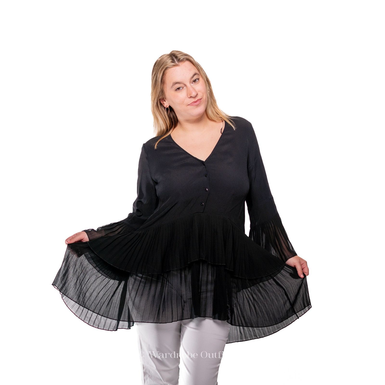 Zara Witchy Black Midi Sheer Sleeve Blouse Size XS / US 0-2 / IT 36-38 - 4 Thumbnail