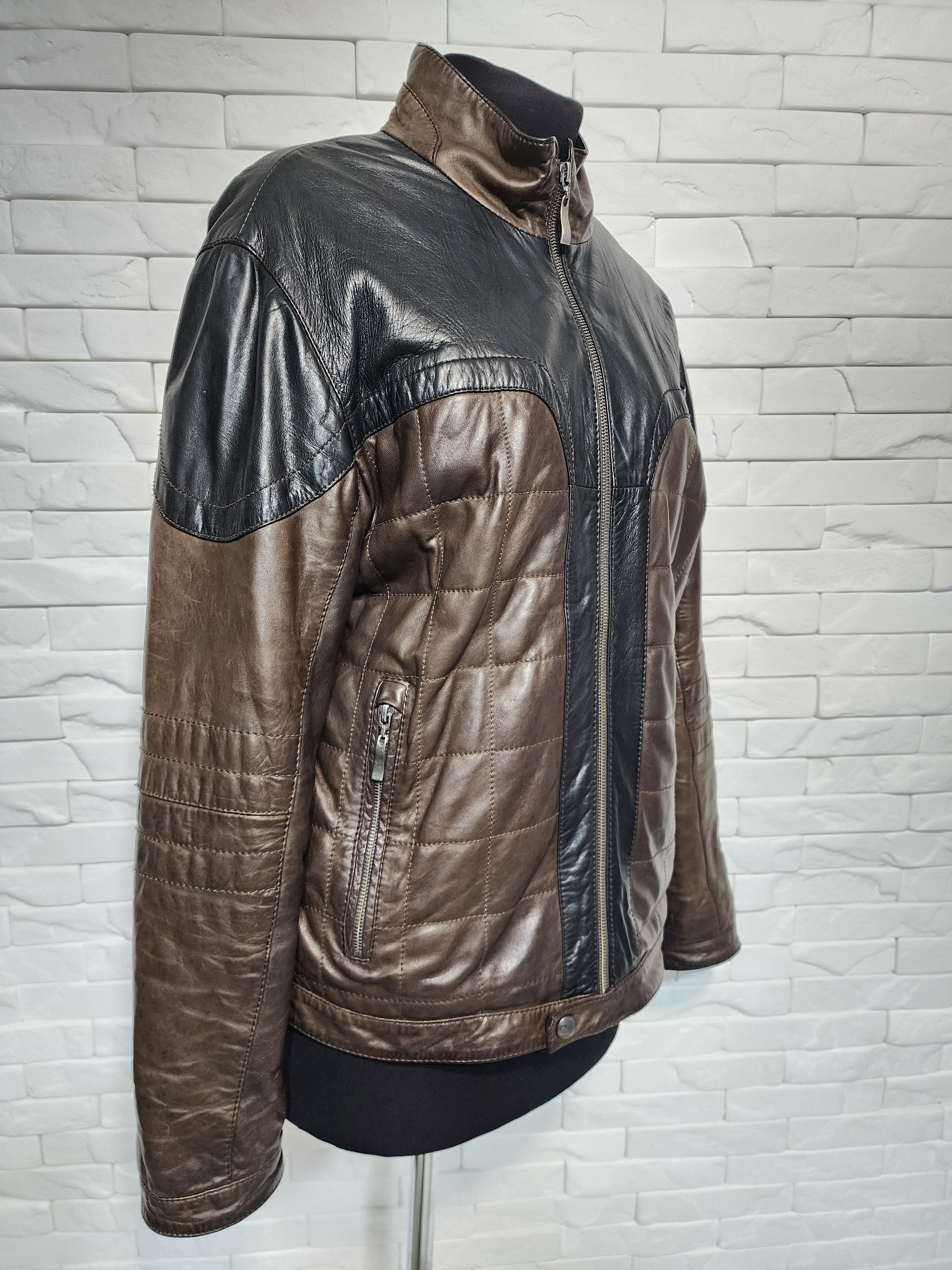 Genuine Leather Brown Genuine Leather Jacket: Men's Metal Zipper Size US L / EU 52-54 / 3 - 3 Thumbnail