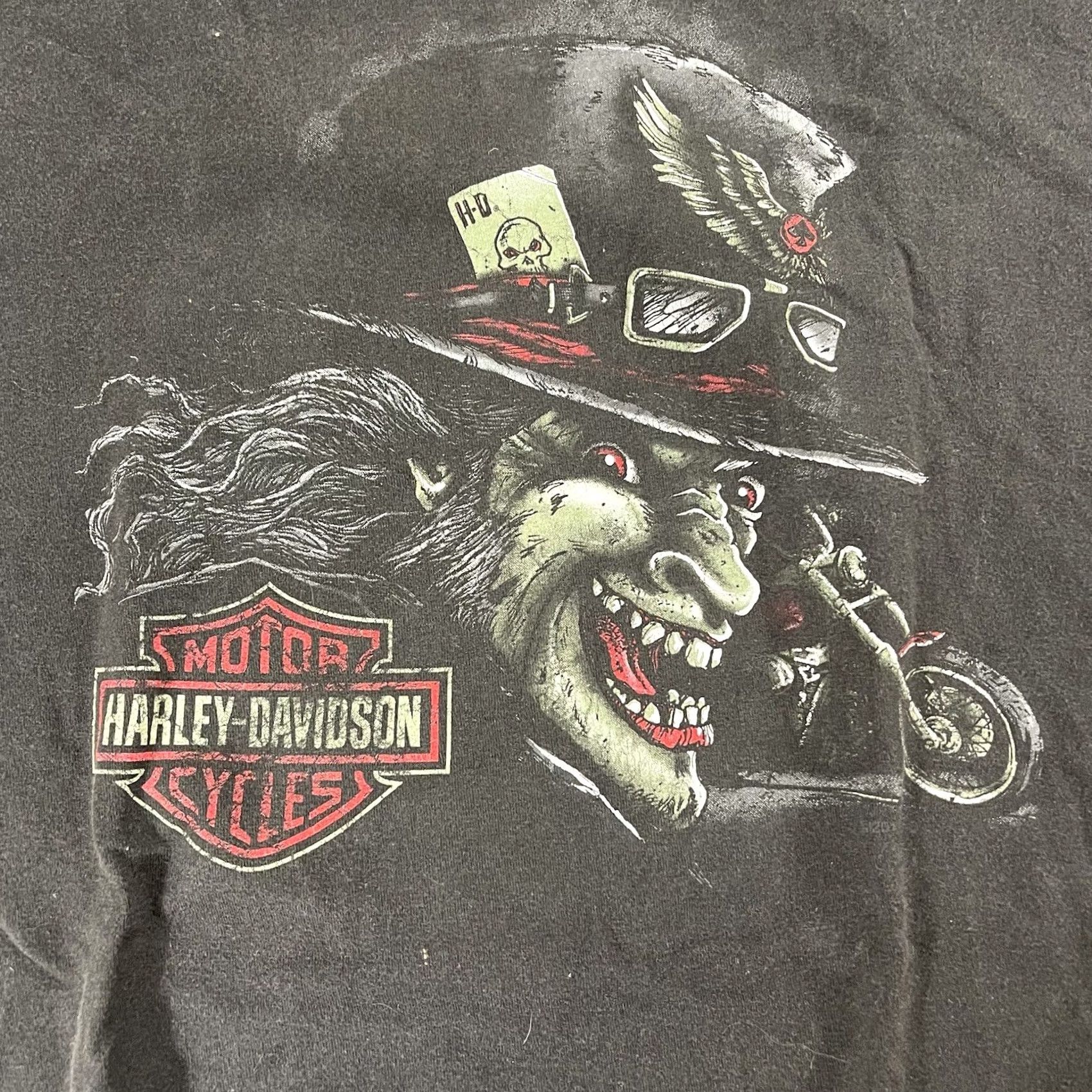 Harley Davidson Harley-Davidson Men's 2XL T-Shirt Buckminns D&D Xenia Ohio Joker Graphic Shirt Adult Black 90s Mens Size US XXL / EU 58 / 5 - 6 Thumbnail