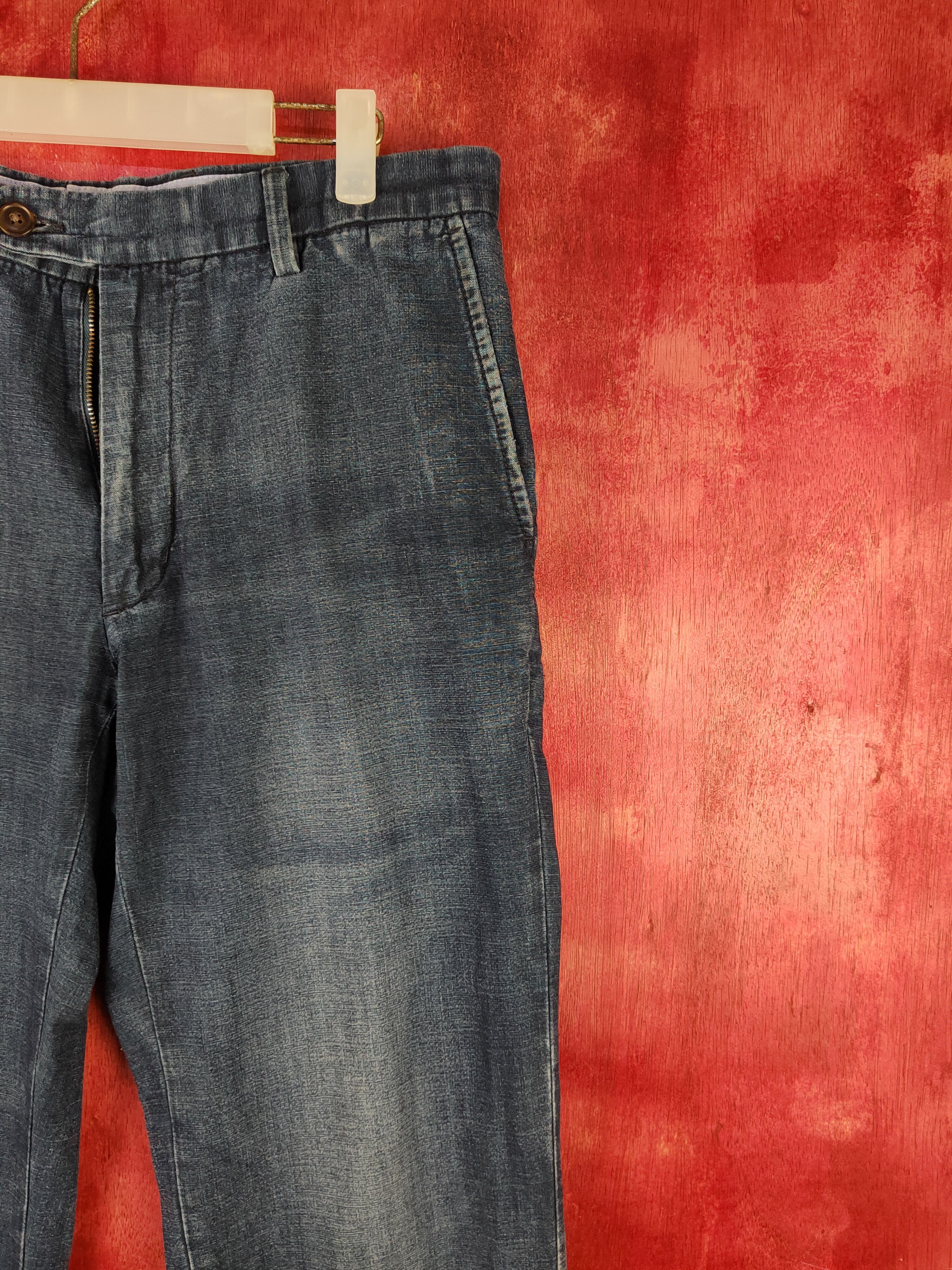 Japanese Brand Lands End Blue Distressed Ripped Soft Jeans #S2054 Size US 32 / EU 48 - 5 Thumbnail