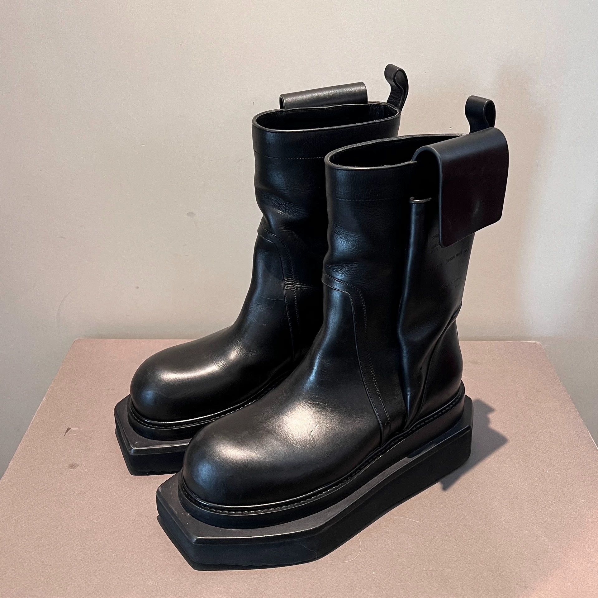 Rick Owens Rick Owens Smoke Pocket High-Top Coffin-Sole Sneakers Size US 7 / EU 40 - 1 Thumbnail