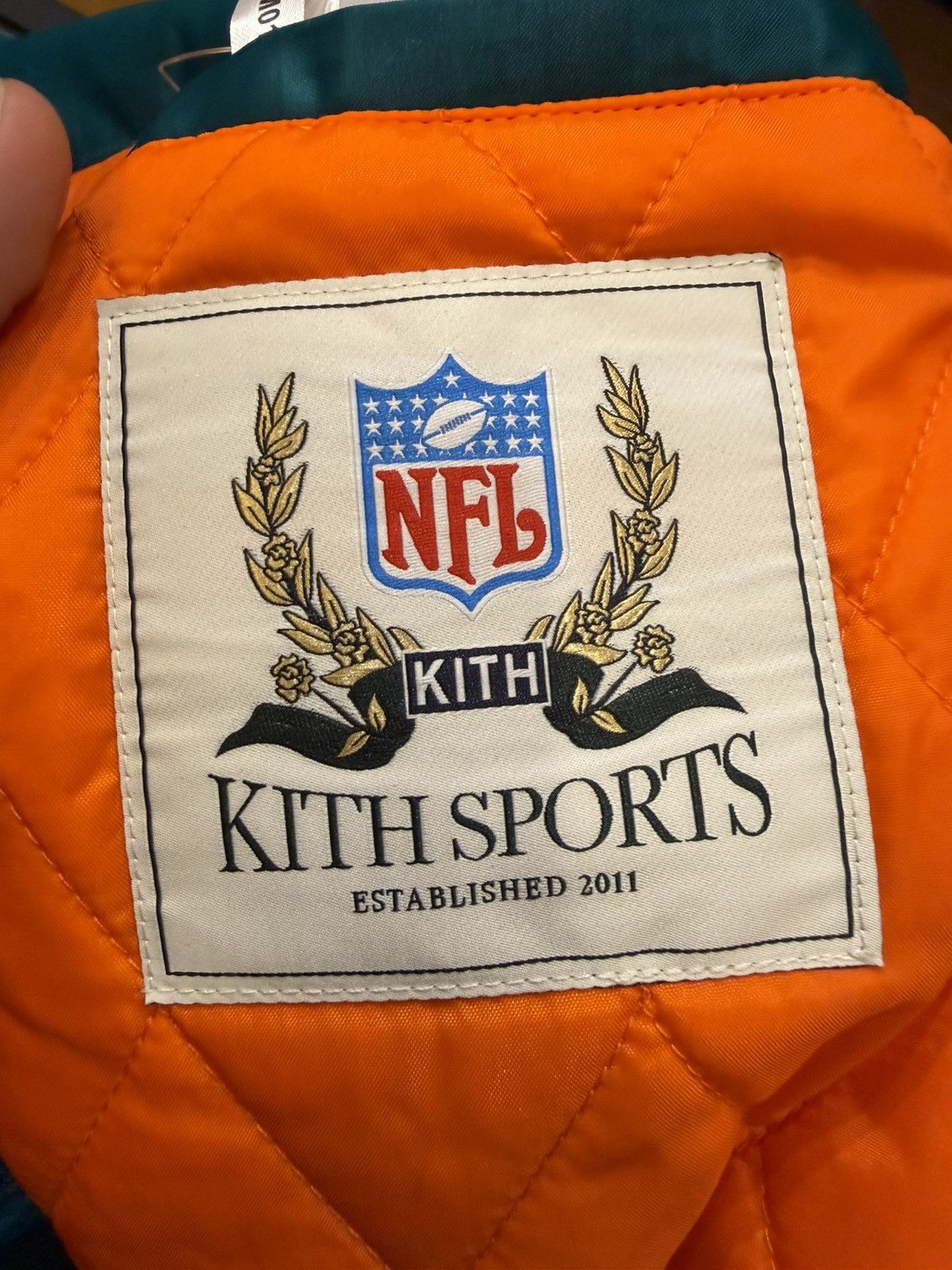 Kith × NFL Kith x NFL Monogram Miami Dolphins Satin Varsity Jacket Size US L / EU 52-54 / 3 - 3 Thumbnail