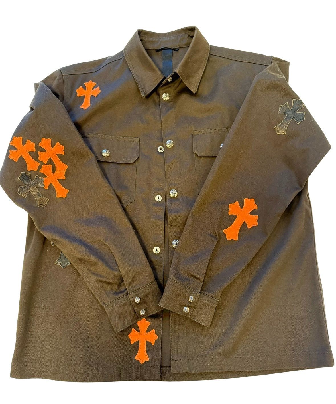 Chrome Hearts Orange camo leather cross patch work dog jacket Size US L / EU 52-54 / 3 - 3 Thumbnail