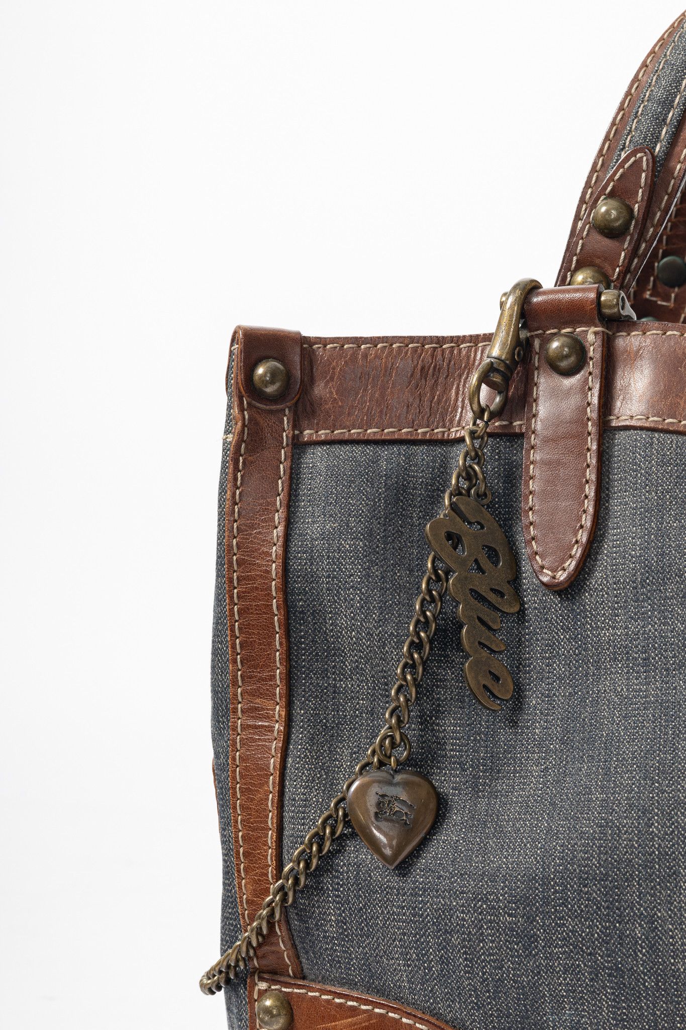 Burberry Burberry Blue Label Blue Denim & Leather-Trim Handbag Size ONE SIZE - 8 Thumbnail