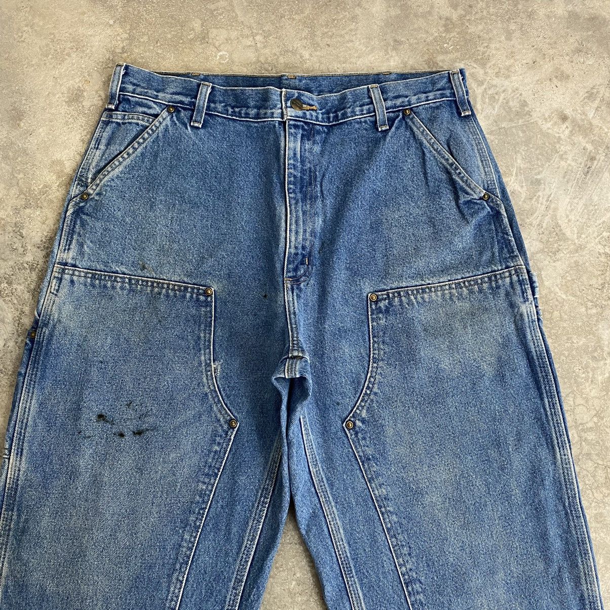 Carhartt VTG Carhartt Double Knee Blue Carpenter Denim Jeans Size US 35 - 4 Thumbnail