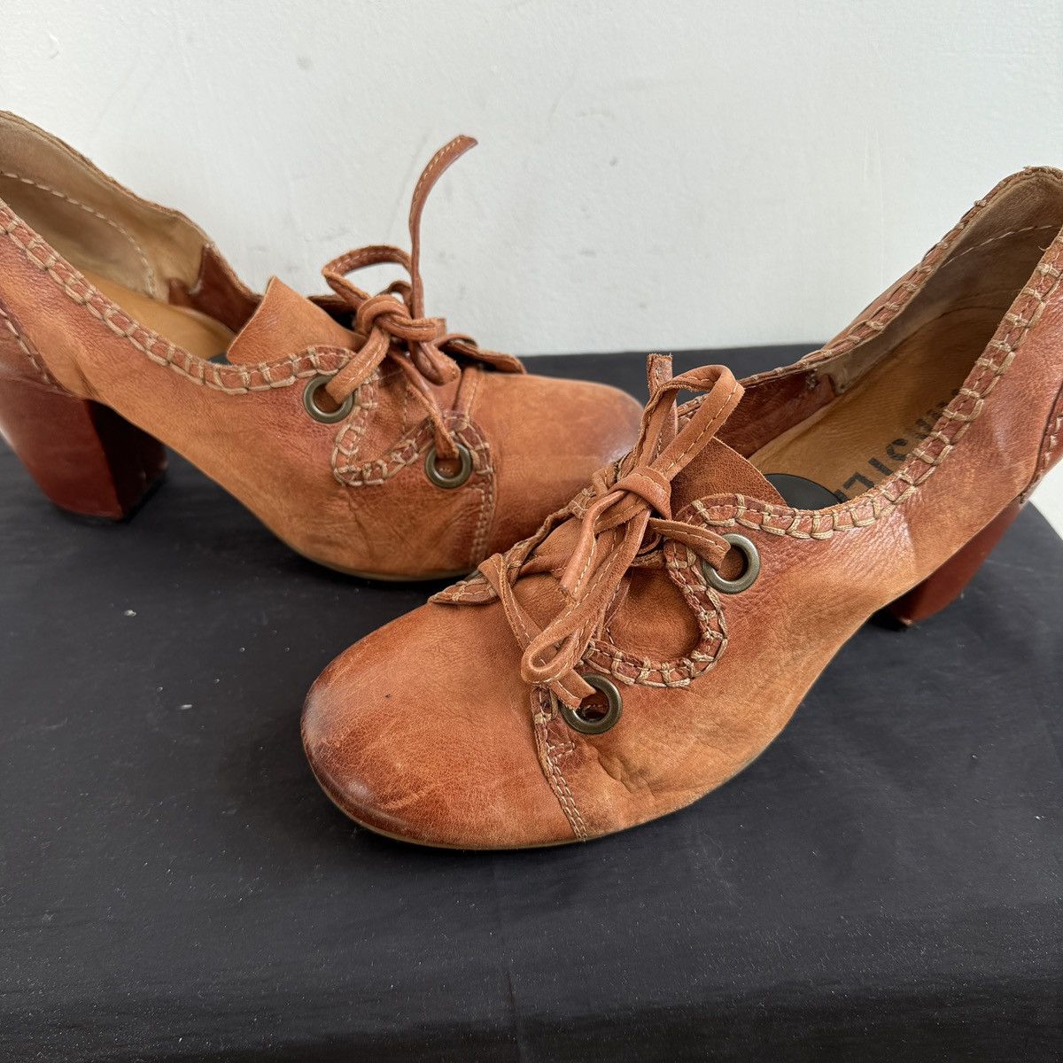 A.S.98 A.S.98 Avant Garde Tan Brown Leather Lace Up Heeled Oxfords Size US 8 / IT 38 - 5 Thumbnail