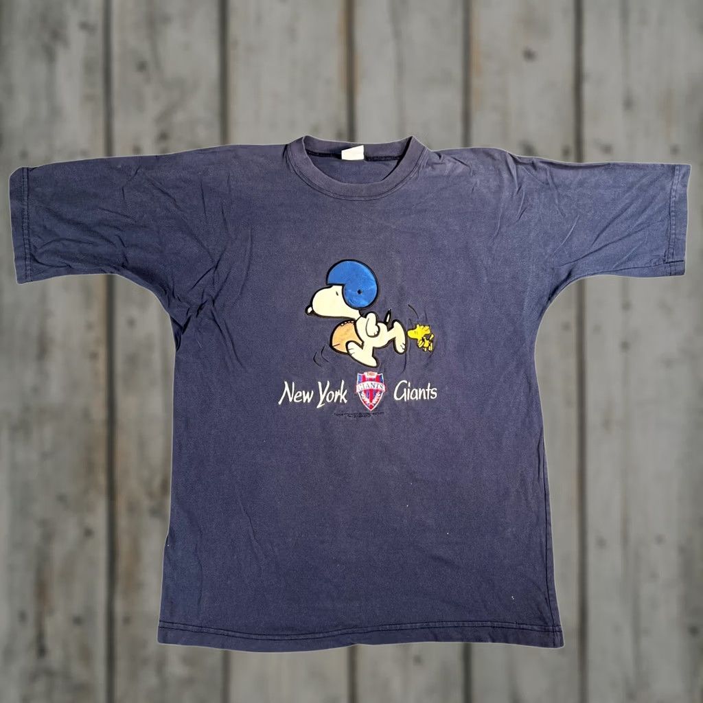 Peanuts VINTAGE Peanuts T-Shirt Mens Large Blue Snoopy Woodstock NY Giants 90s Graphic Size US L / EU 52-54 / 3 - 1 Thumbnail