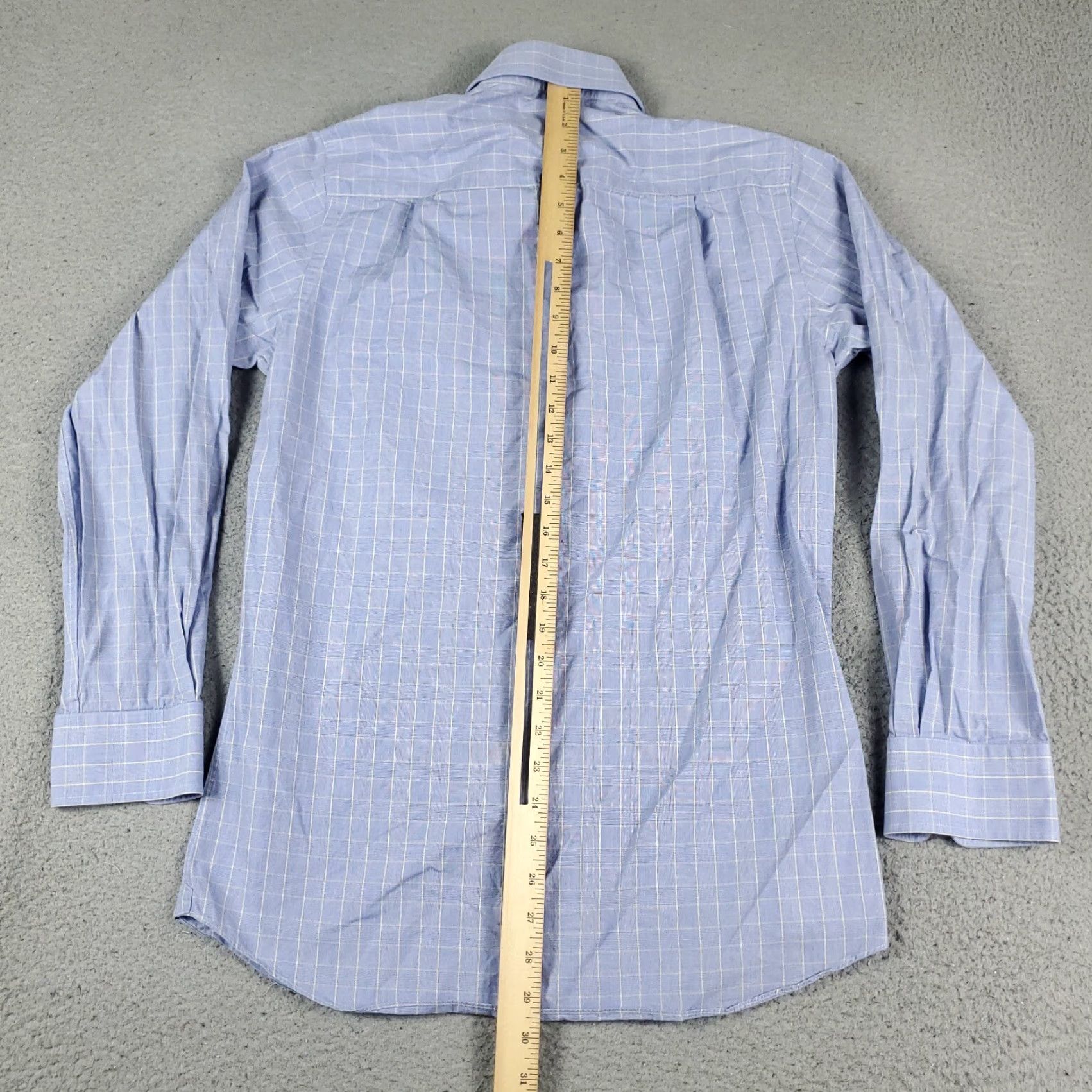 David Donahue David Donahue Shirt Men 15 Blue Plaid Dress Long Sleeve Non-Iron Button Up Vintage: No Size 40R - 3 Thumbnail