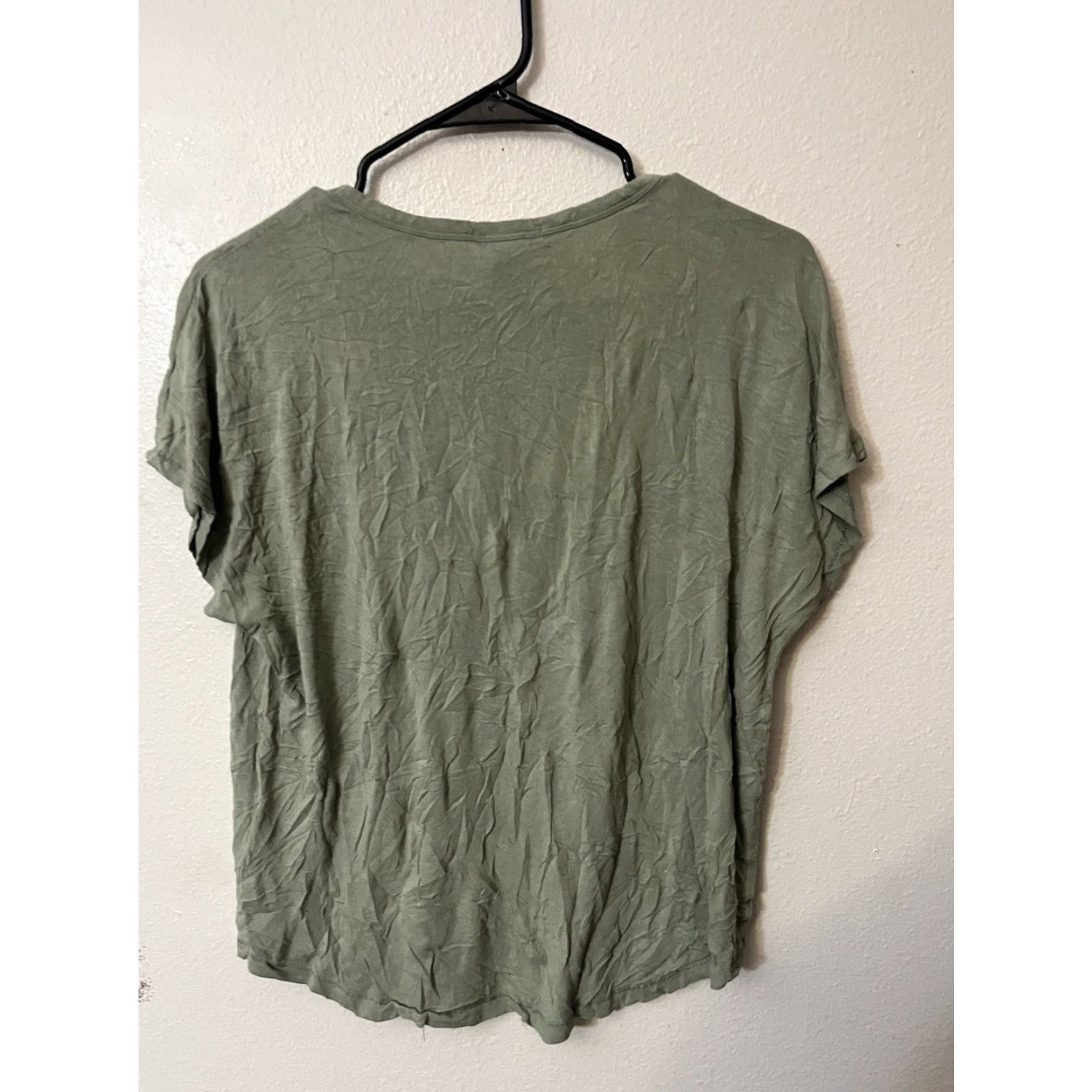 H&M H&M Women T-Shirt M Green Solid Viscose Short Sleeve Crew Neck Casual Size M / US 6-8 / IT 42-44 - 3 Thumbnail