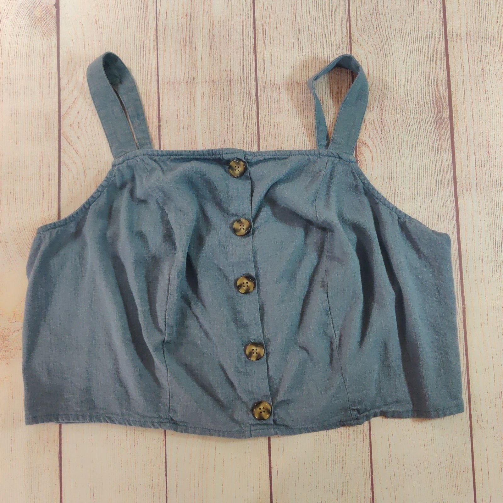 Torrid Torrid Linen Blend Button-Front Crop Tank sz 1 Size XL / US 12-14 / IT 48-50 - 5 Thumbnail
