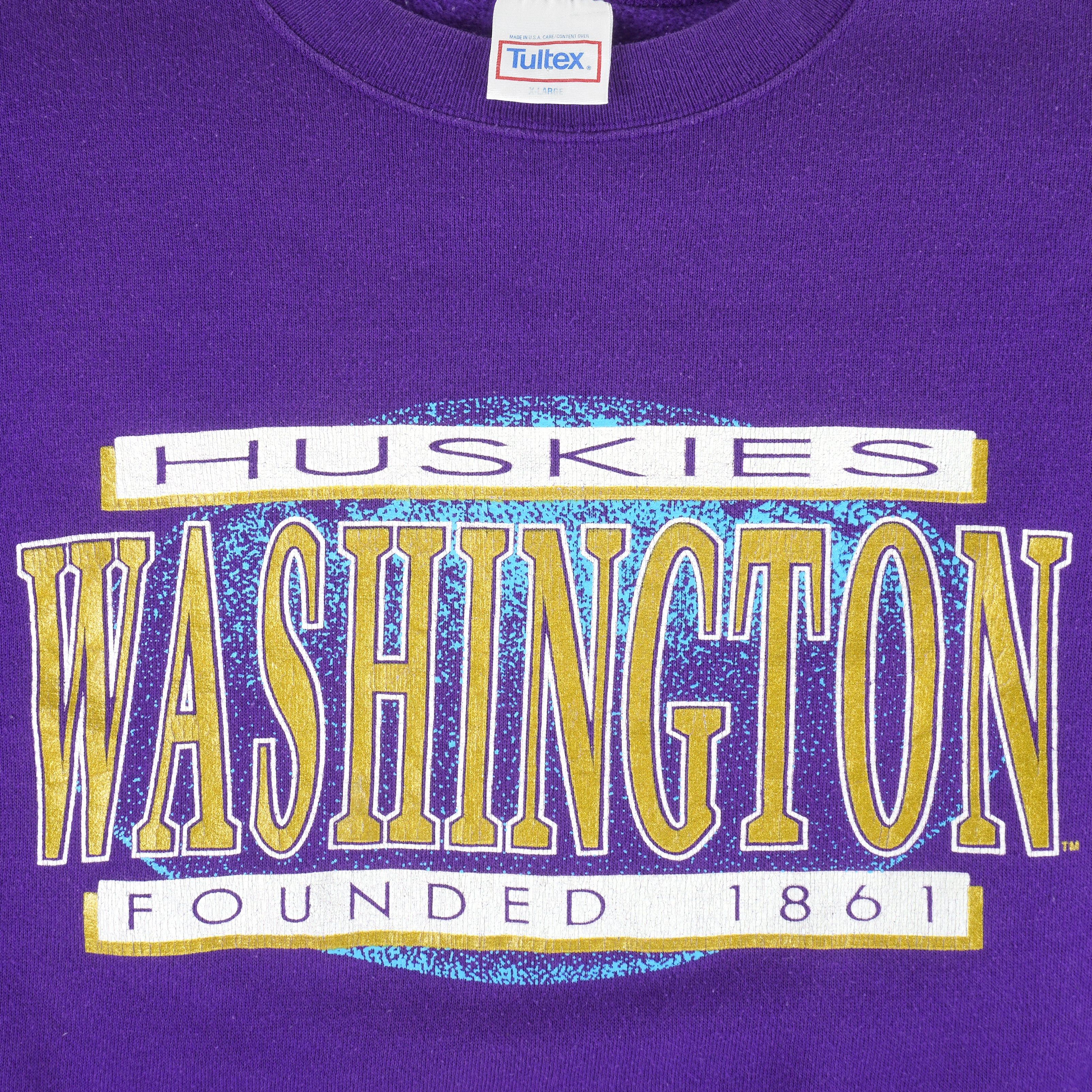 Tultex NCAA - Washington Huskies Crew Neck Sweatshirt 1990s Size US XL / EU 56 / 4 - 3 Thumbnail