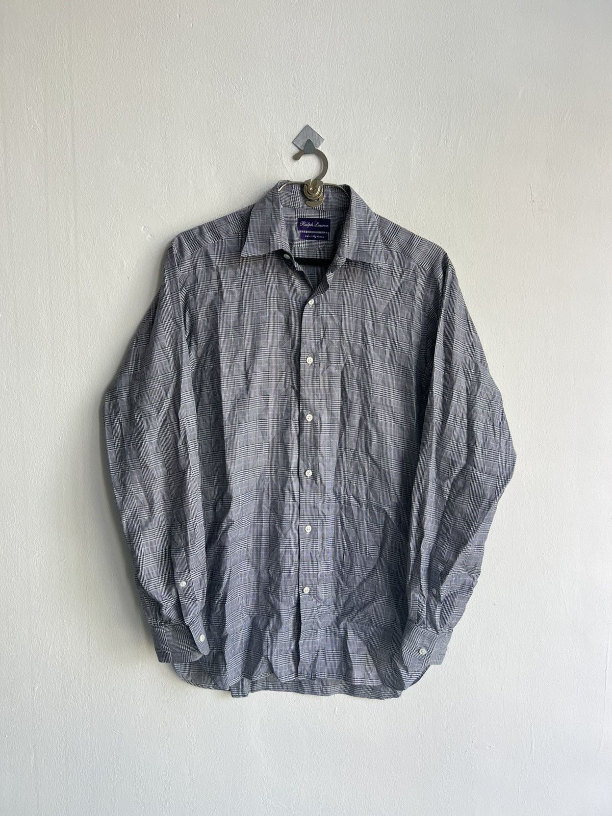 Ralph Lauren Purple Label RL Purple Label 🇮🇹 Grey Glen Plaid Aston B/D Dress Shirt Size US M / EU 48-50 / 2 - 3 Thumbnail