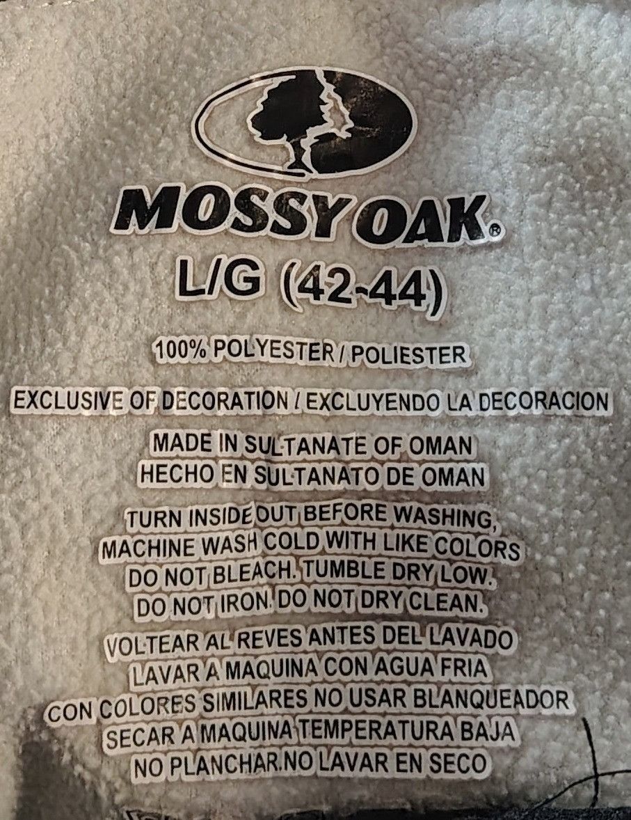 Mossy Oaks Men's Large Dark Camo Mossy Oak Quarter Zip-Up Light Jacket Size US L / EU 52-54 / 3 - 2 Thumbnail