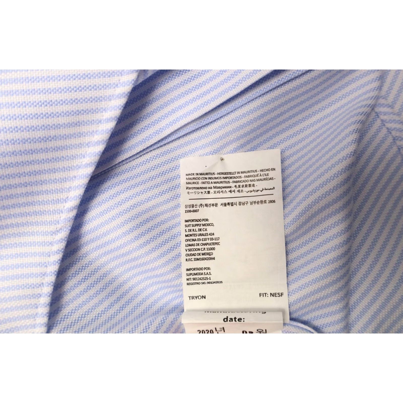 Suitsupply Suitsupply Try On Extra Slim Fit Formal Shirt Men's 36/14 Pinstripe Blue Cutaway Shirt Size 36R - 7 Thumbnail
