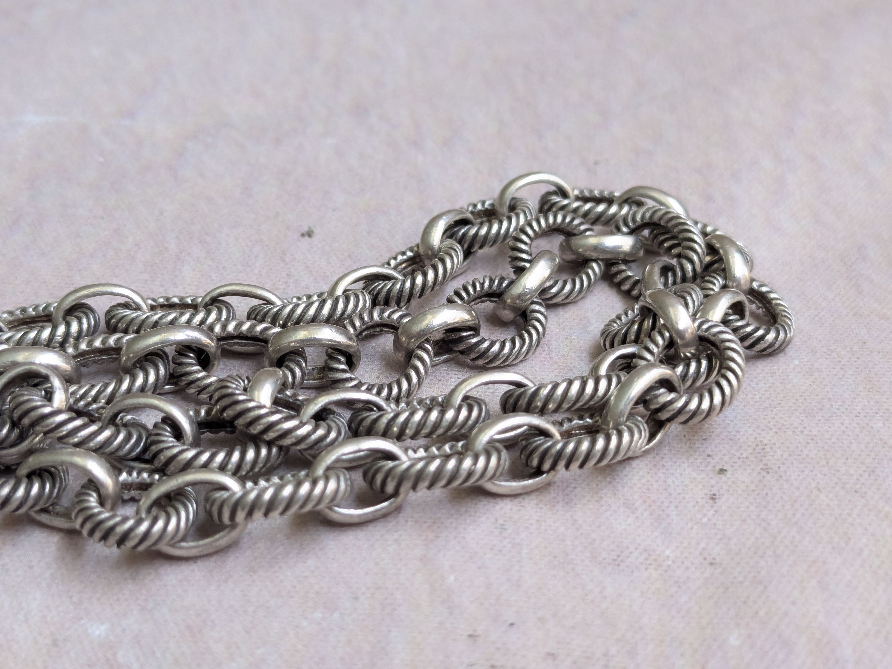 Jewelry Sterling Silver Choker Necklace Oval 18" Chain Size ONE SIZE - 5 Thumbnail