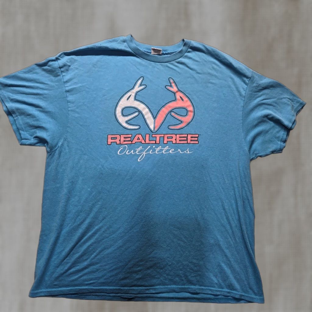 Realtree Real Tree Realtree T-Shirt Light Blue Short Sleeve Logo Deer Horns Adult 2XL XXL Cotton Camouflage Outdoor Hiking Hunting Fishing Logo Shirt Mens Size US XXL / EU 58 / 5 - 1 Thumbnail