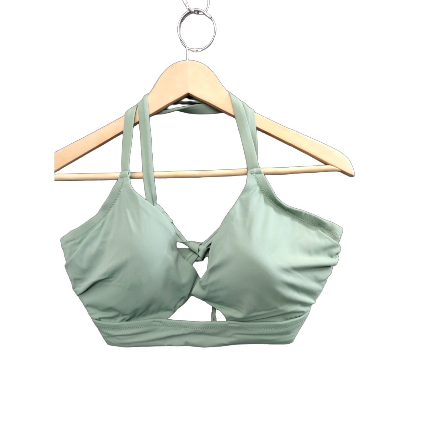 Vintage Shade & Shore Bikini Top Women's Green Keyhole Spaghetti Padded DD 36DD Beach Leopard Nylon Polyester Spandex Top Size XS / US 0-2 / IT 36-38 - 1 Thumbnail