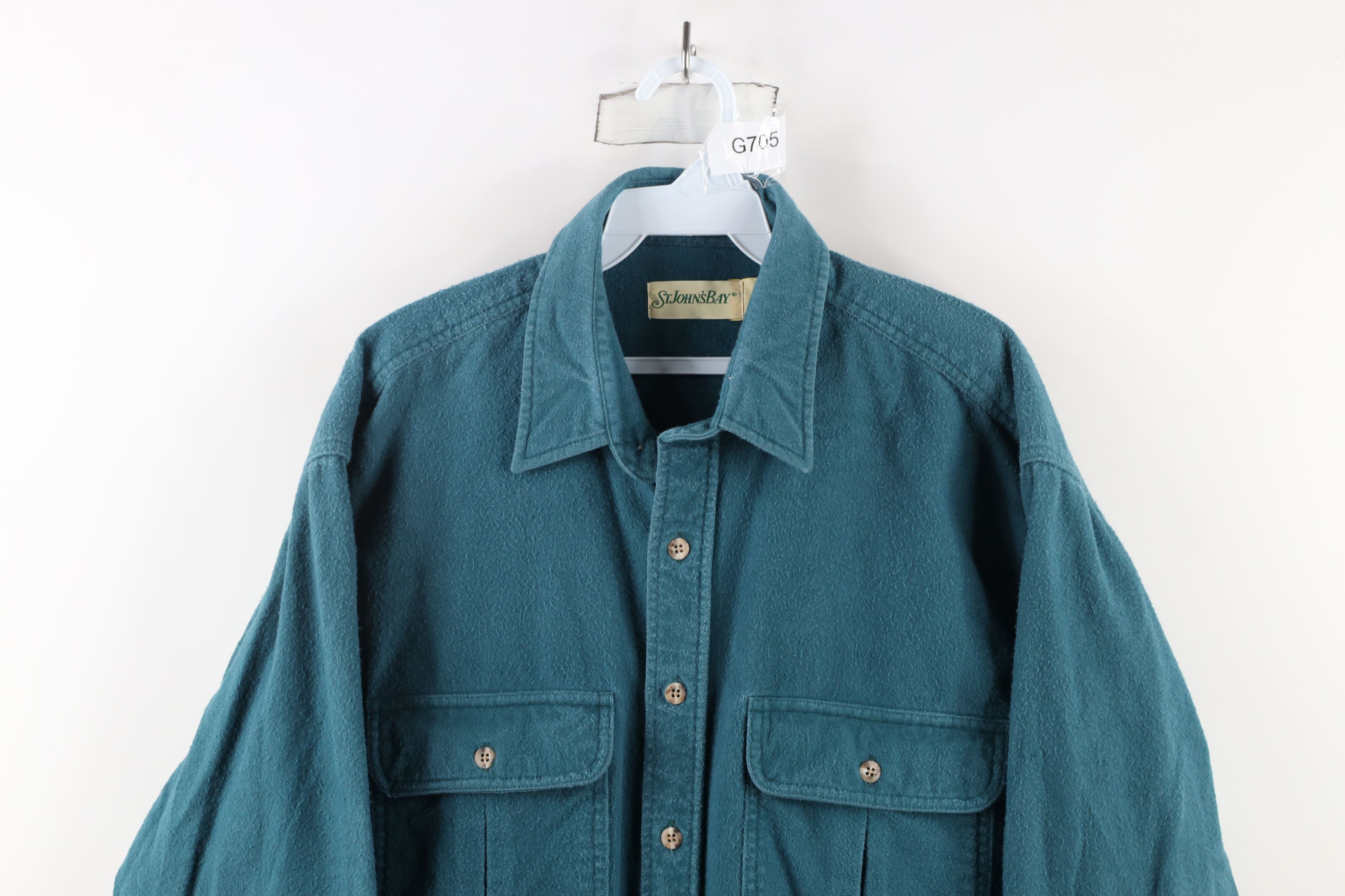 Vintage Vintage 90s Streetwear Heavyweight Cloth Button Shirt Teal Size US XL / EU 56 / 4 - 2 Thumbnail
