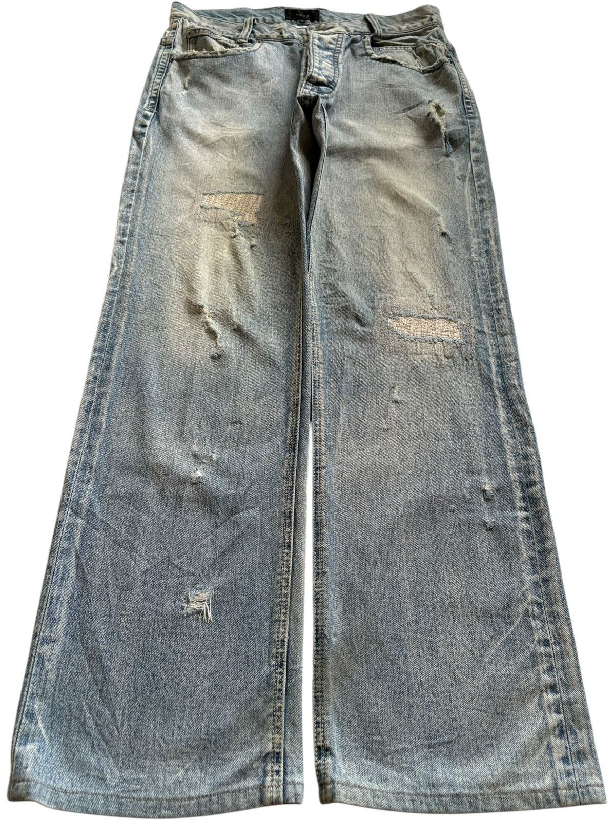 Japanese Brand Vintage Japanese Brand Mud Wash Sashiko Style Rip Baggy Jean Size US 32 / EU 48 - 1 Thumbnail