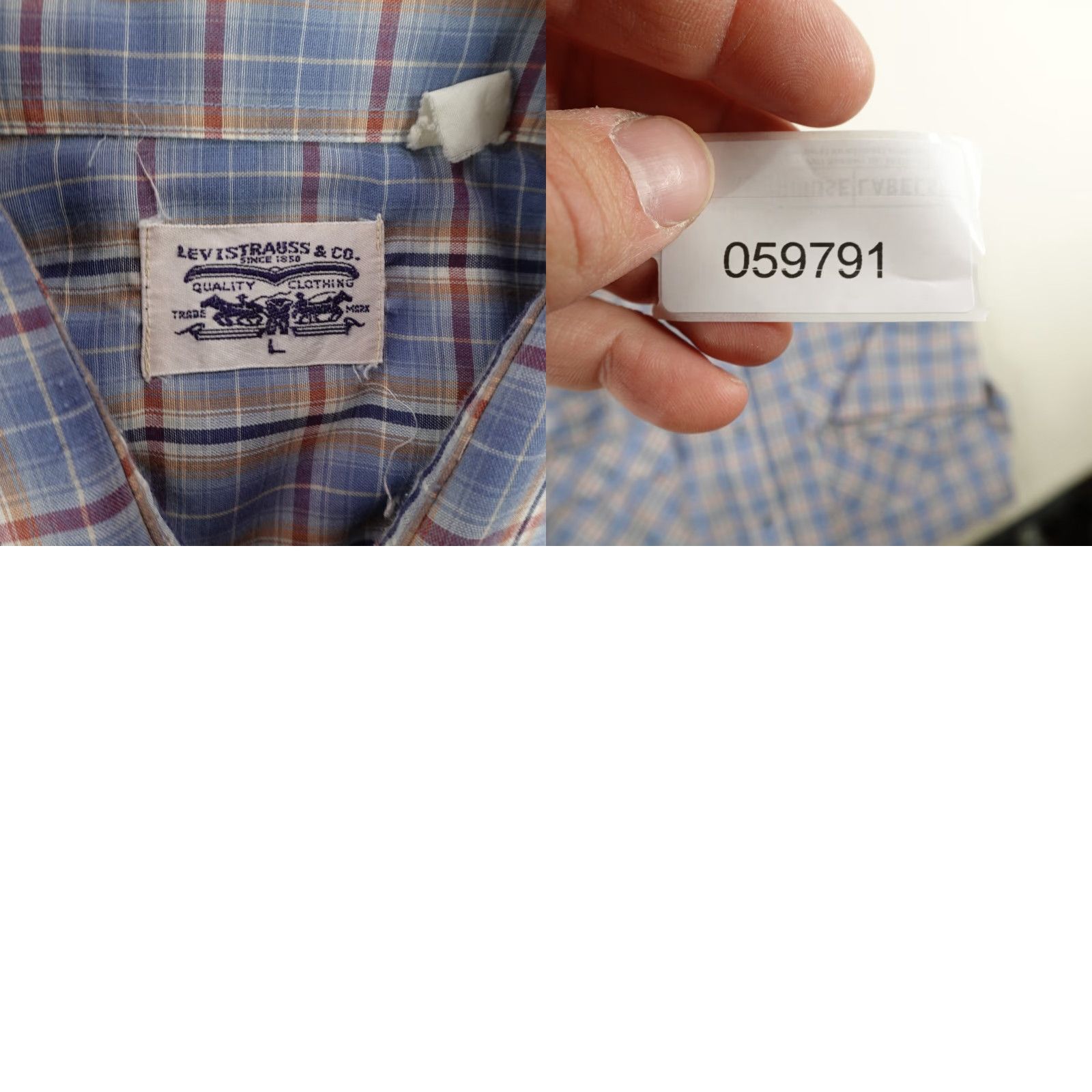Levi's VINTAGE Levi's Shirt Mens Large Blue Plaid Western Pearl Snap Ranch White Tab 70s Size US L / EU 52-54 / 3 - 8 Thumbnail